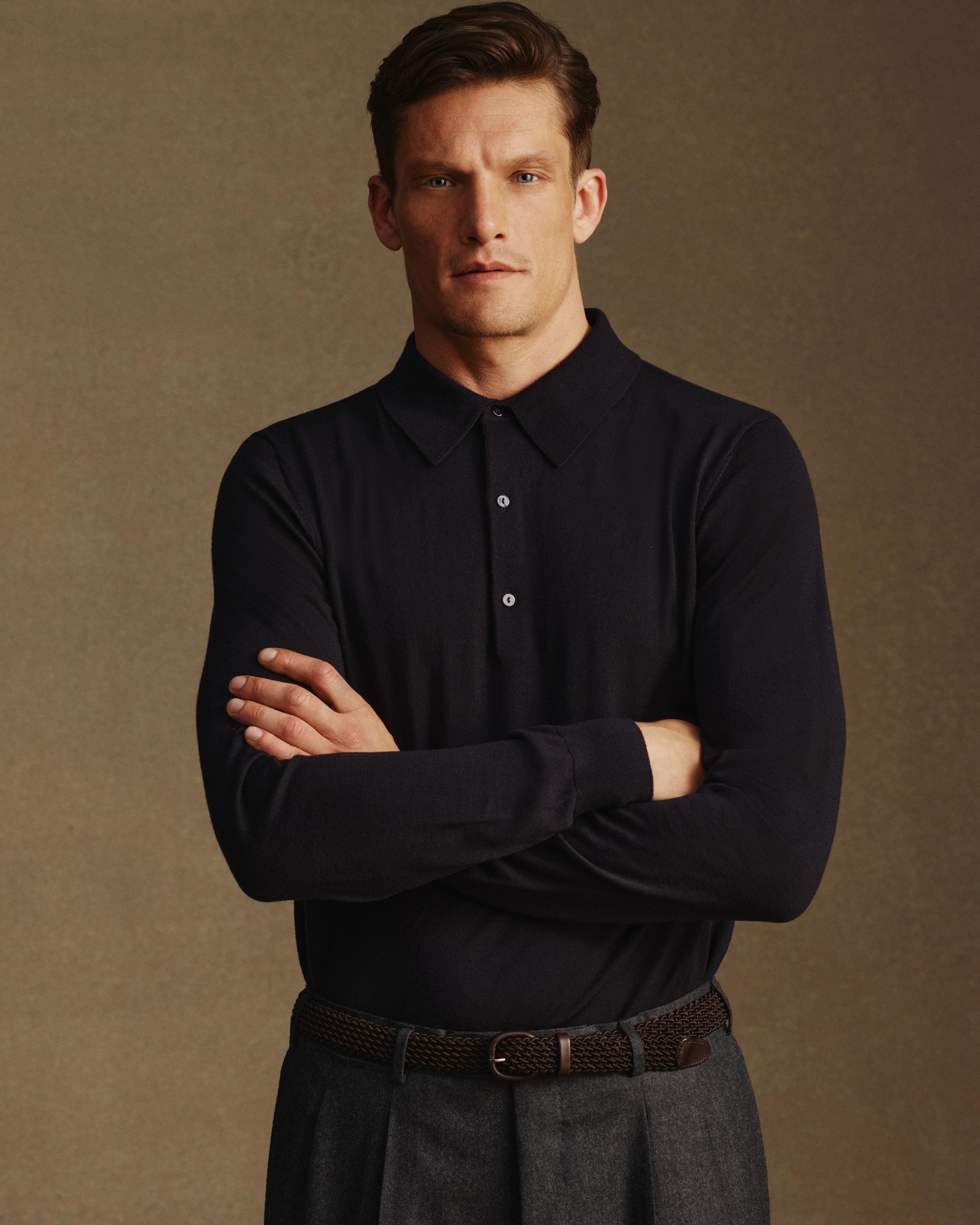 Merino Polo - Navy