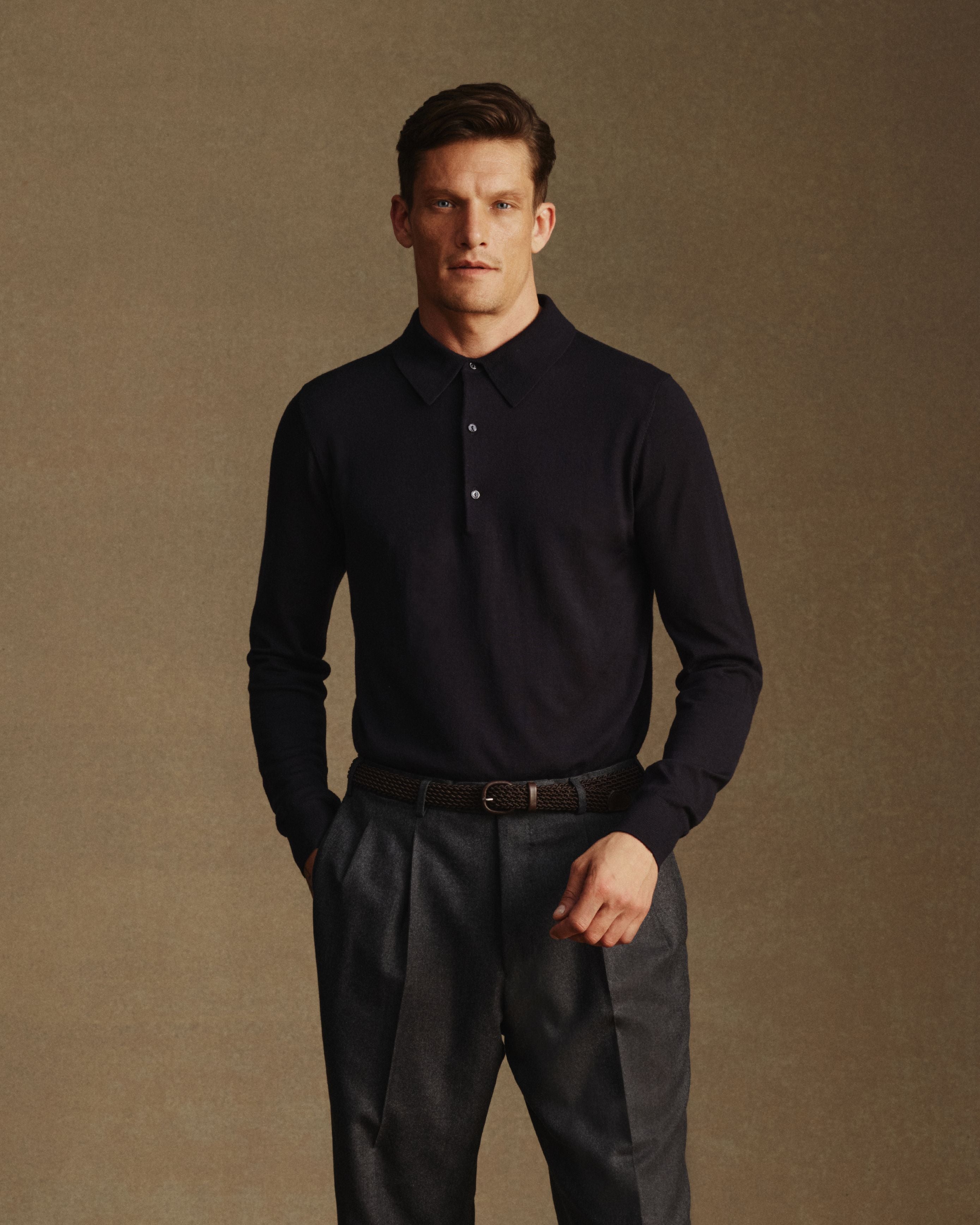 Merino Polo - Navy