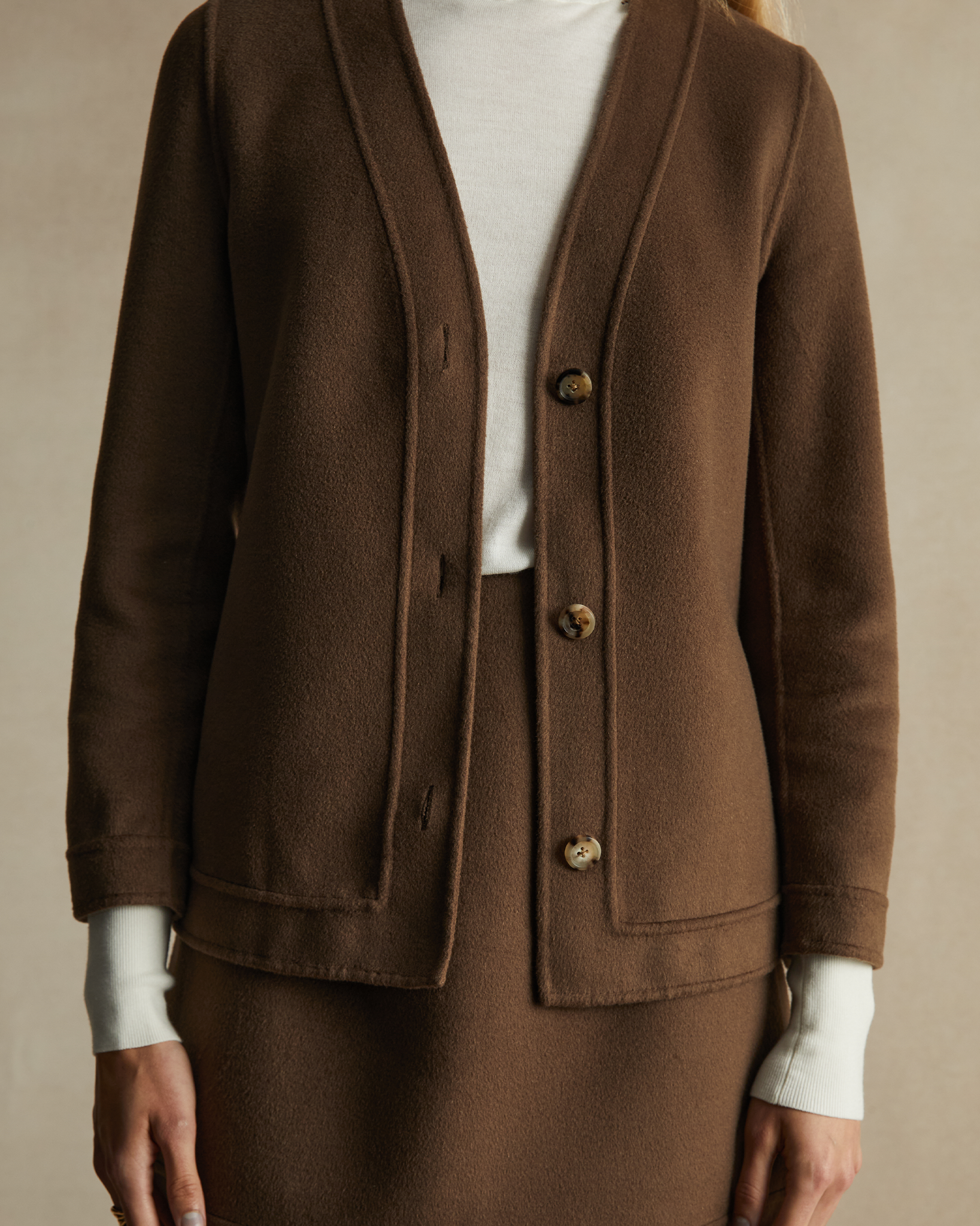 Mocha Wool Silk Cashmere Elsa Jacket