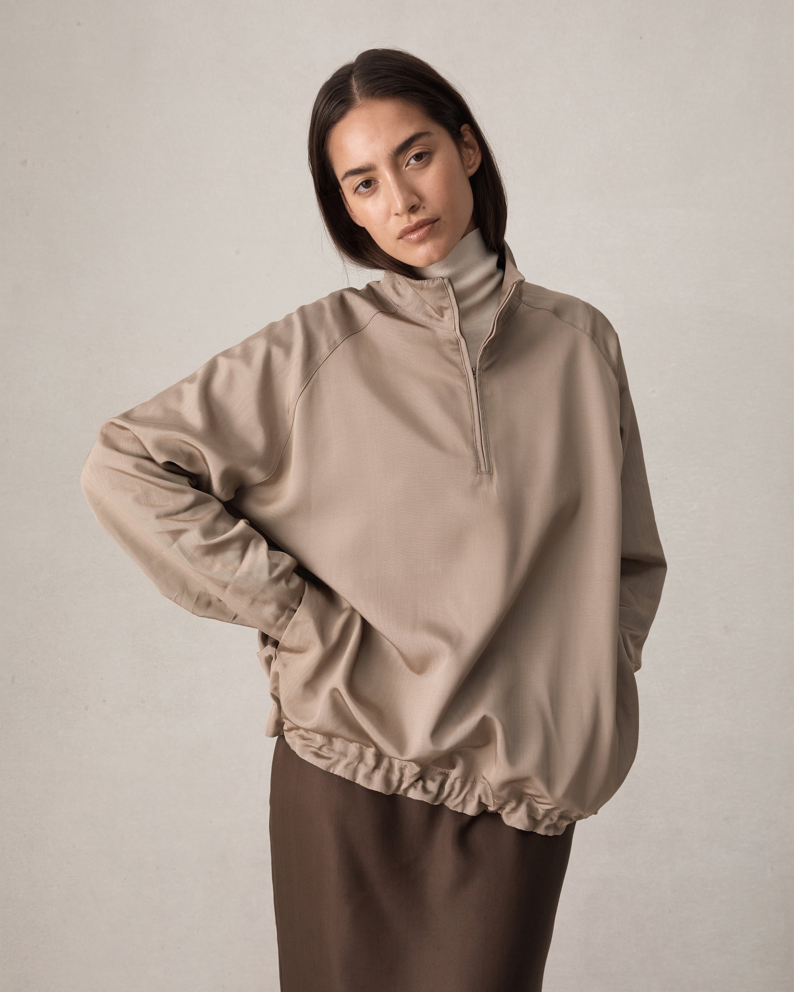 Moire Windbreaker - Taupe