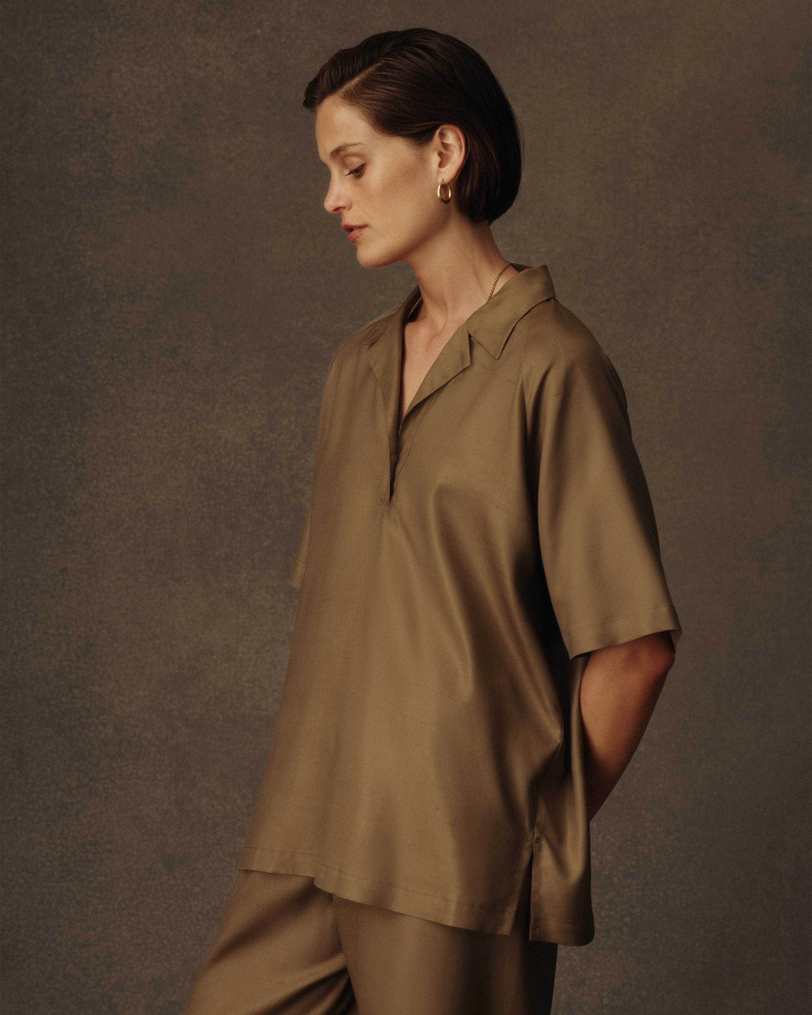 Montana Baseball Shirt - Taupe Dupioni