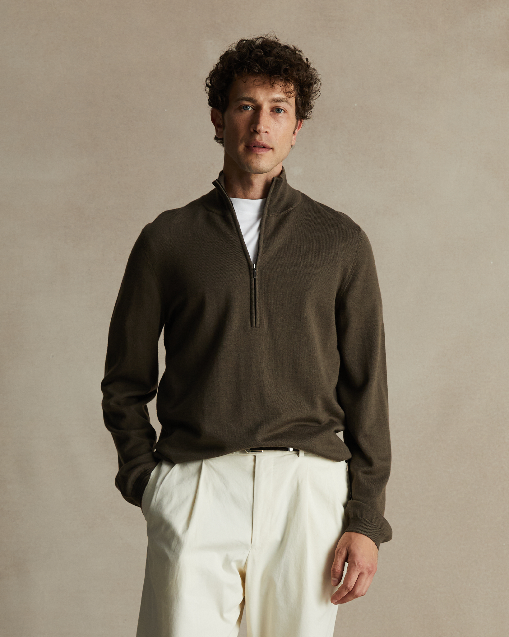 Merino Quarter Zip - Moss