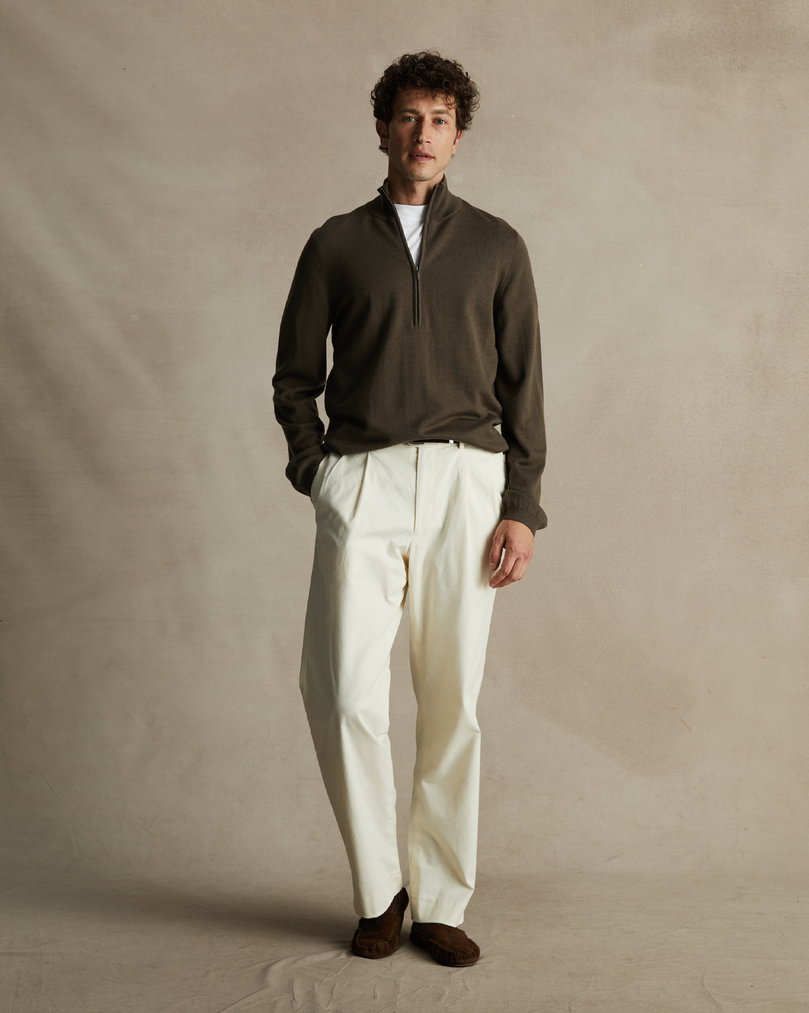 Merino Quarter Zip - Moss