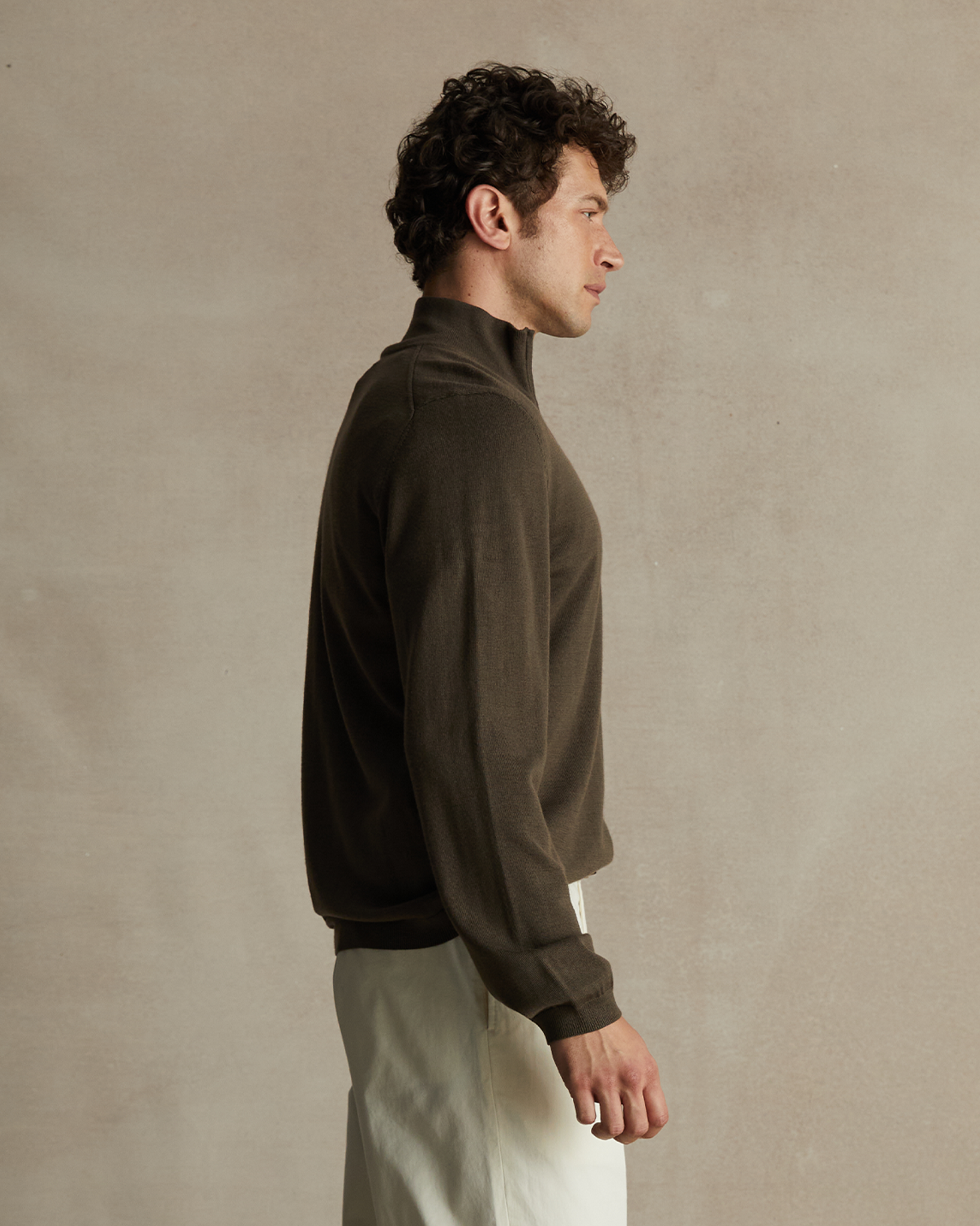 Merino Quarter Zip - Moss
