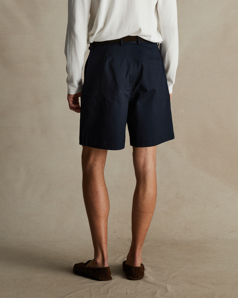 Navy Flat Front Chino Shorts