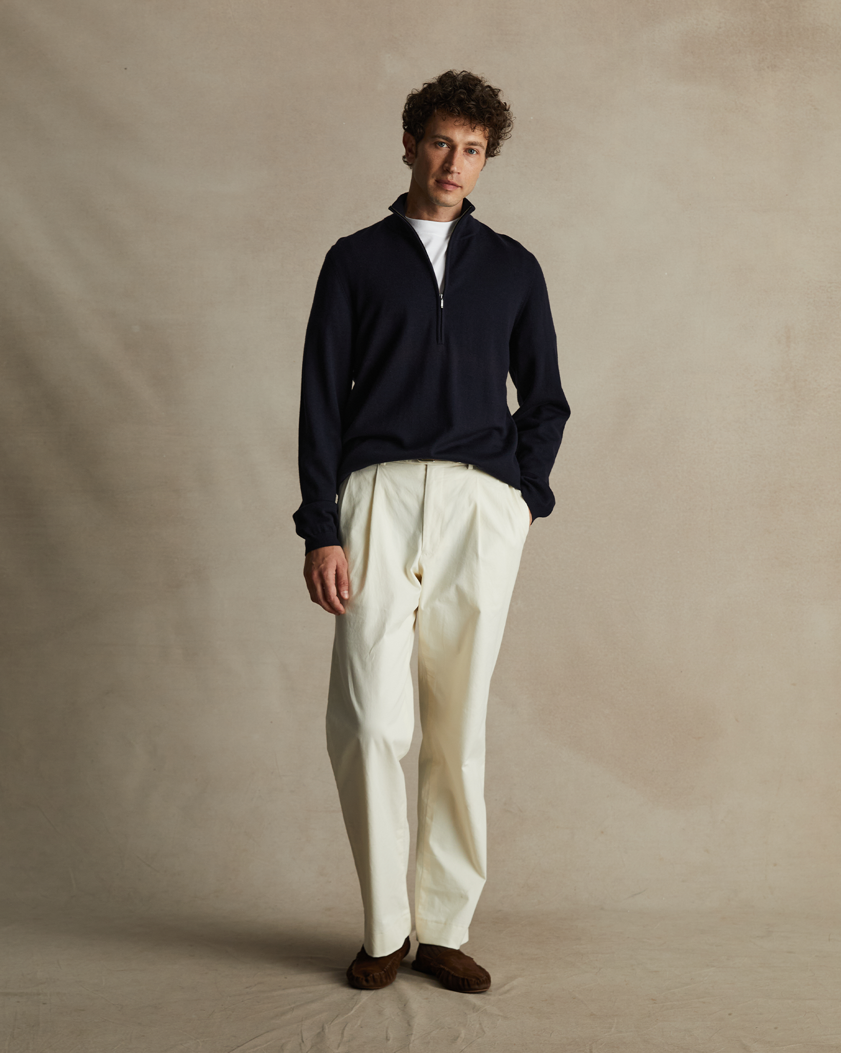 Merino Quarter Zip - Navy | P Johnson