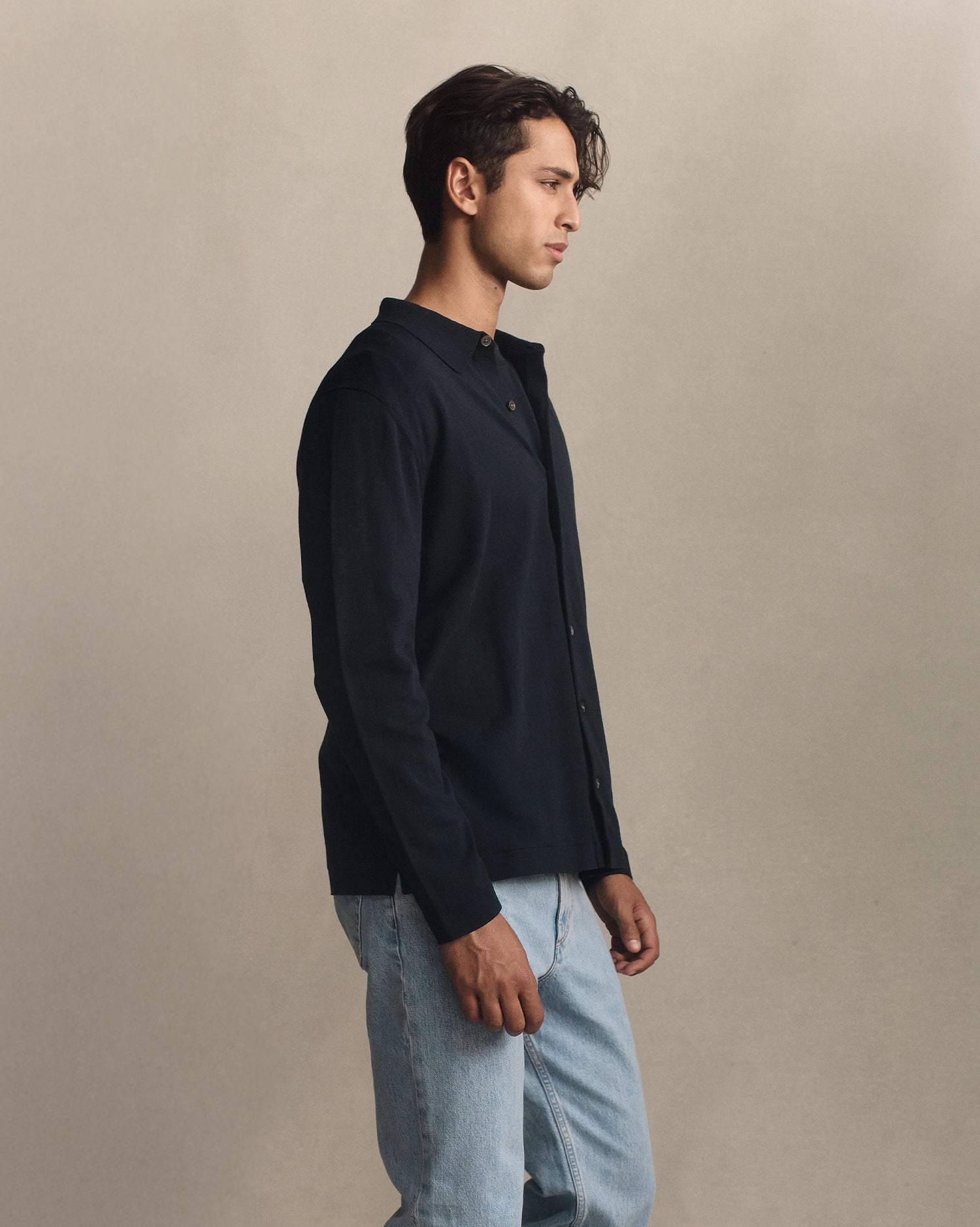Ice Cotton Shirt  - Navy