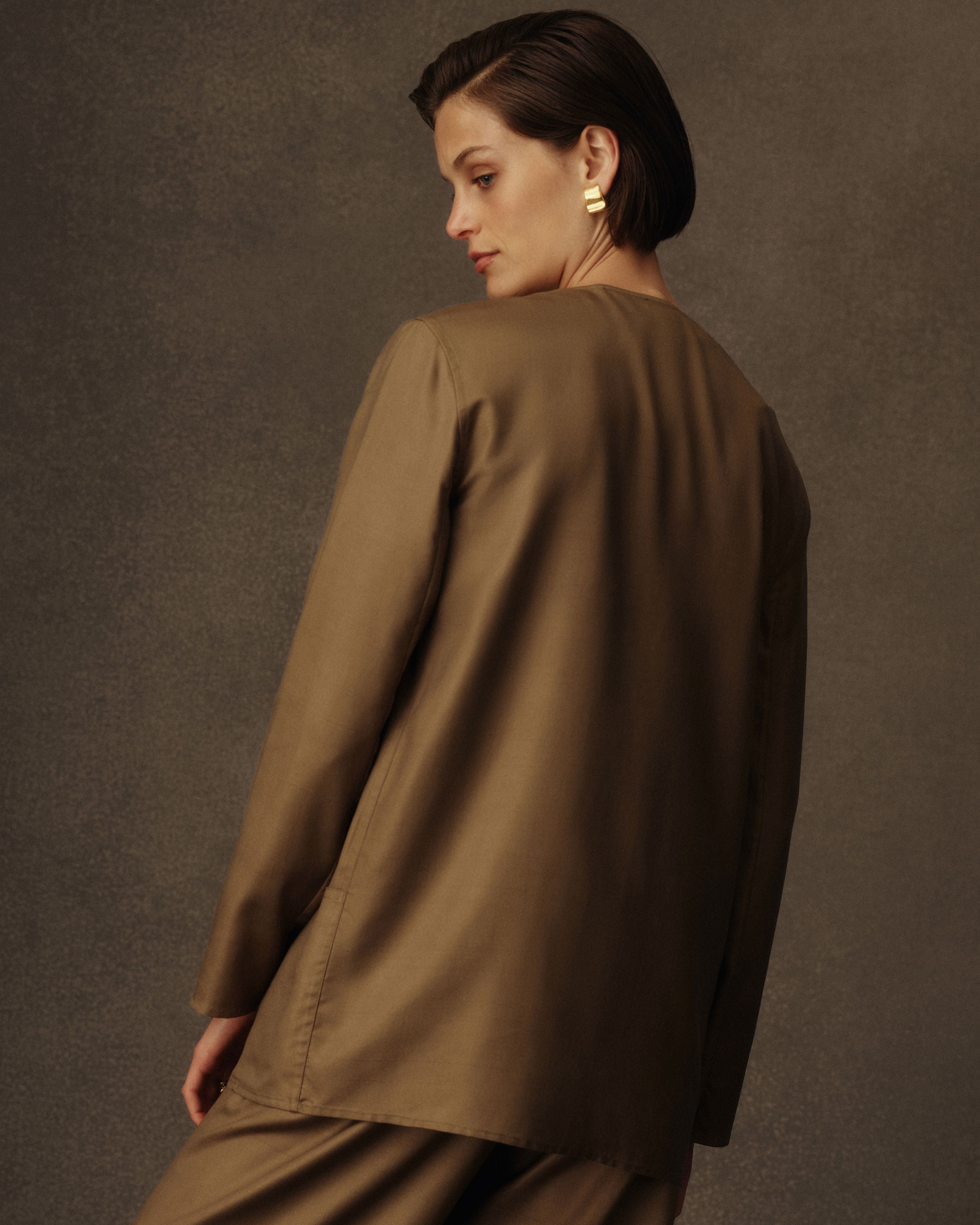 Nina Blouse - Taupe Dupioni