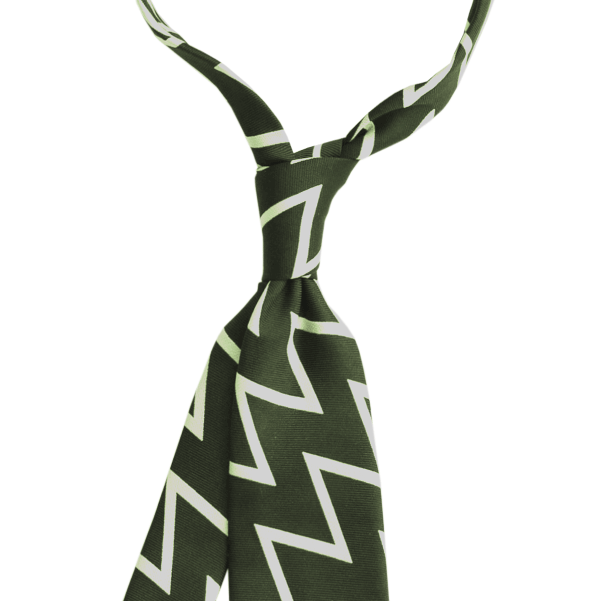 Olive Zig Zag Silk Tie