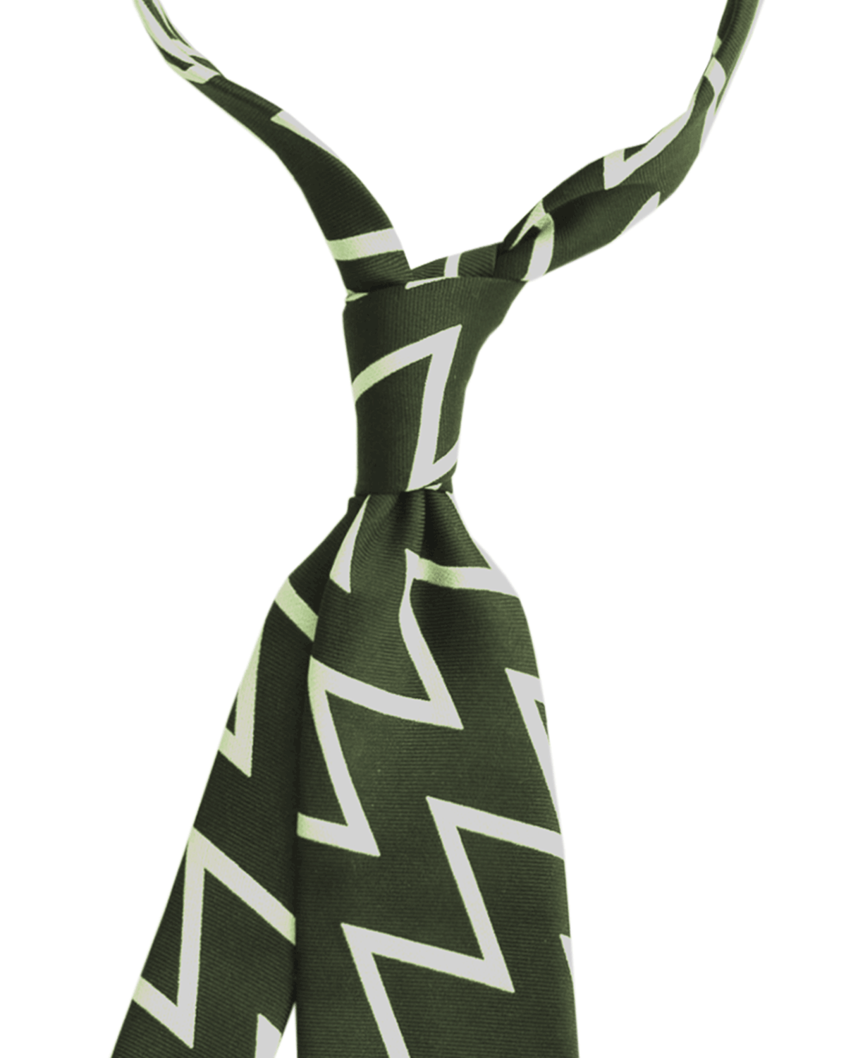 Olive Zig Zag Silk Tie