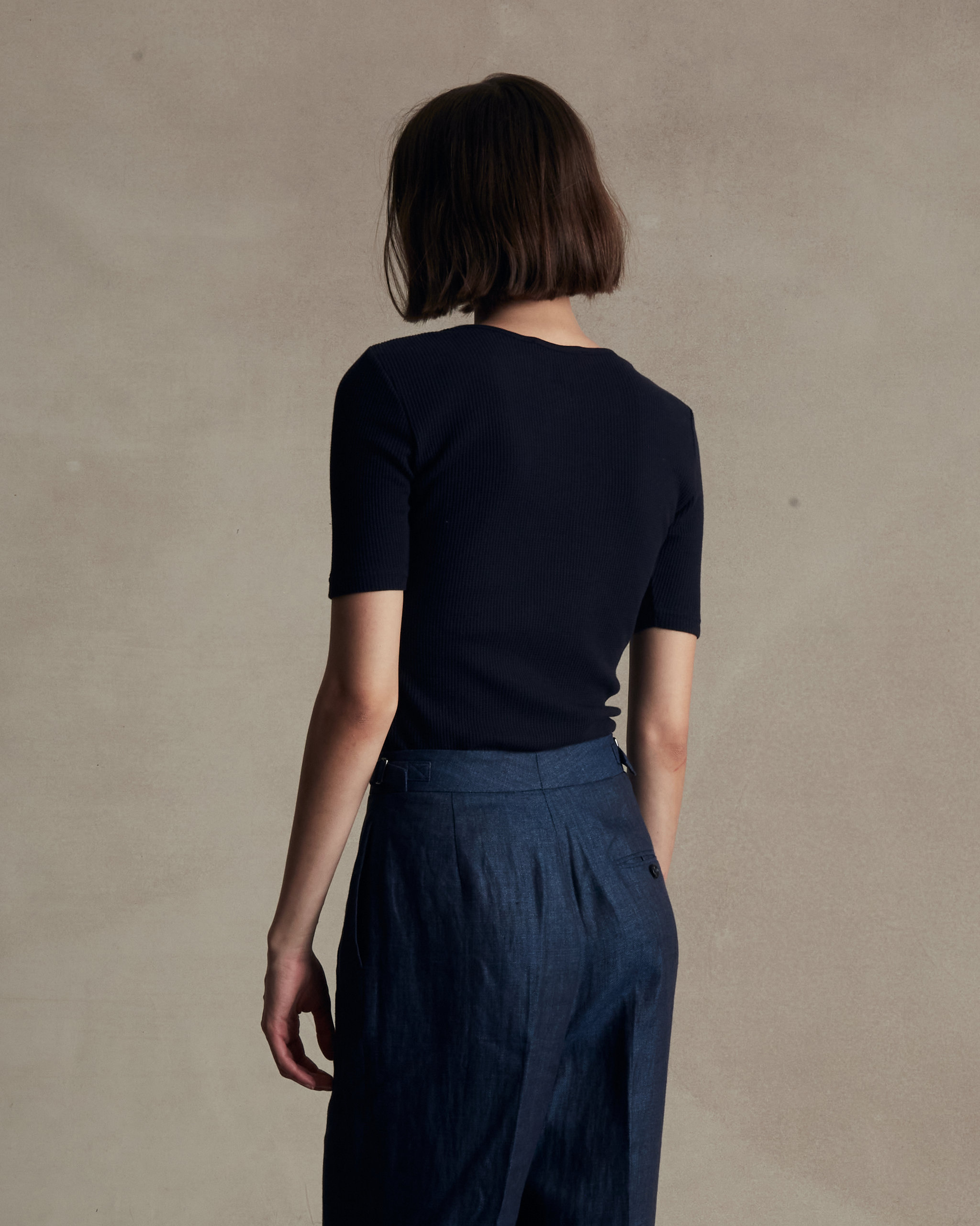 Navy Waffle Top