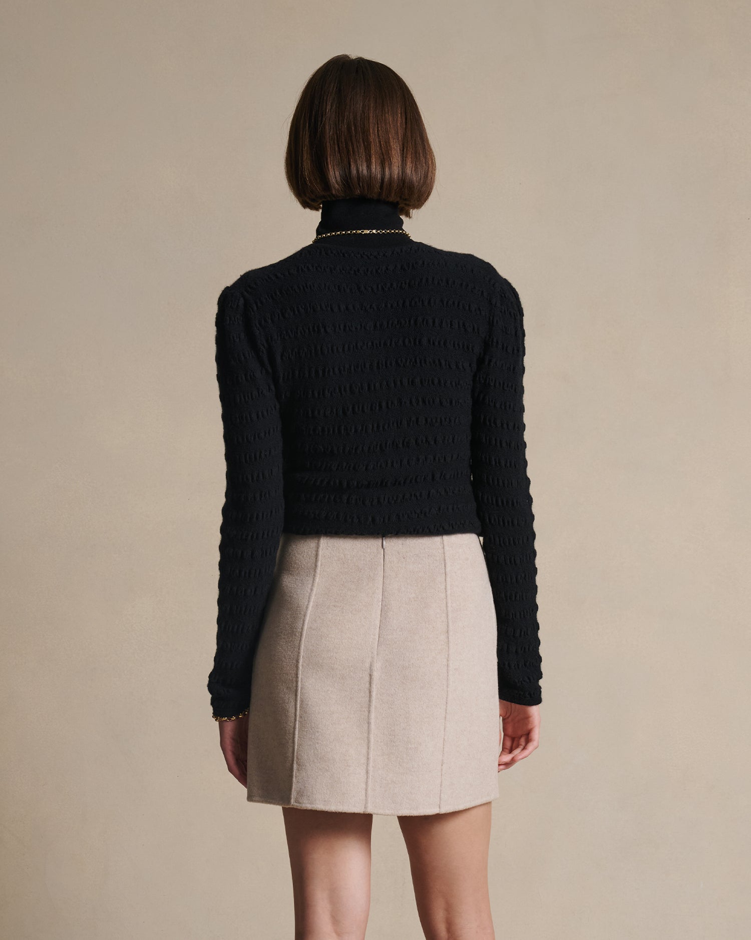 Annie Seersucker Cardigan - Black