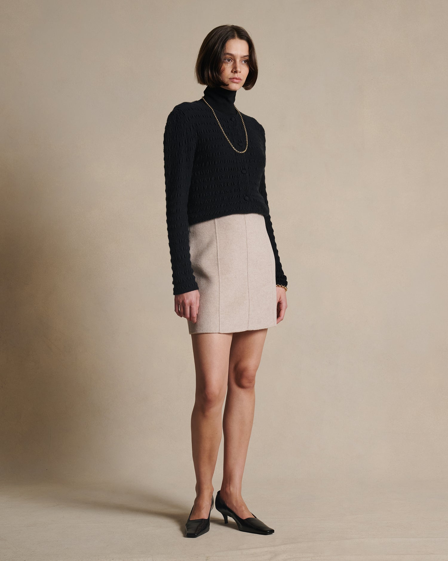 Annie Seersucker Cardigan - Black