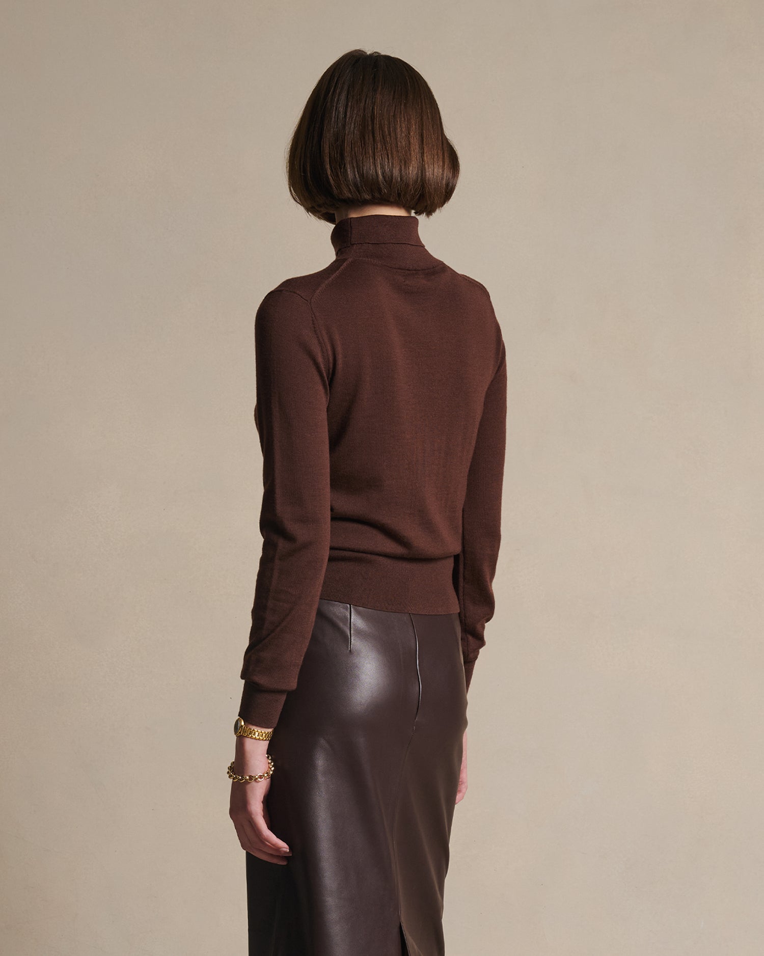 Cass Merino Roll Neck - Chocolate