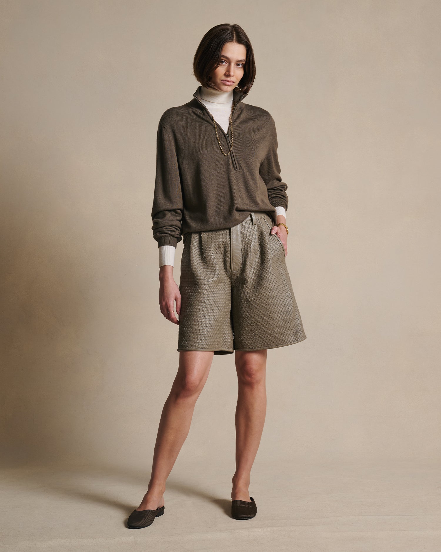 Cass Merino Quarter Zip - Moss