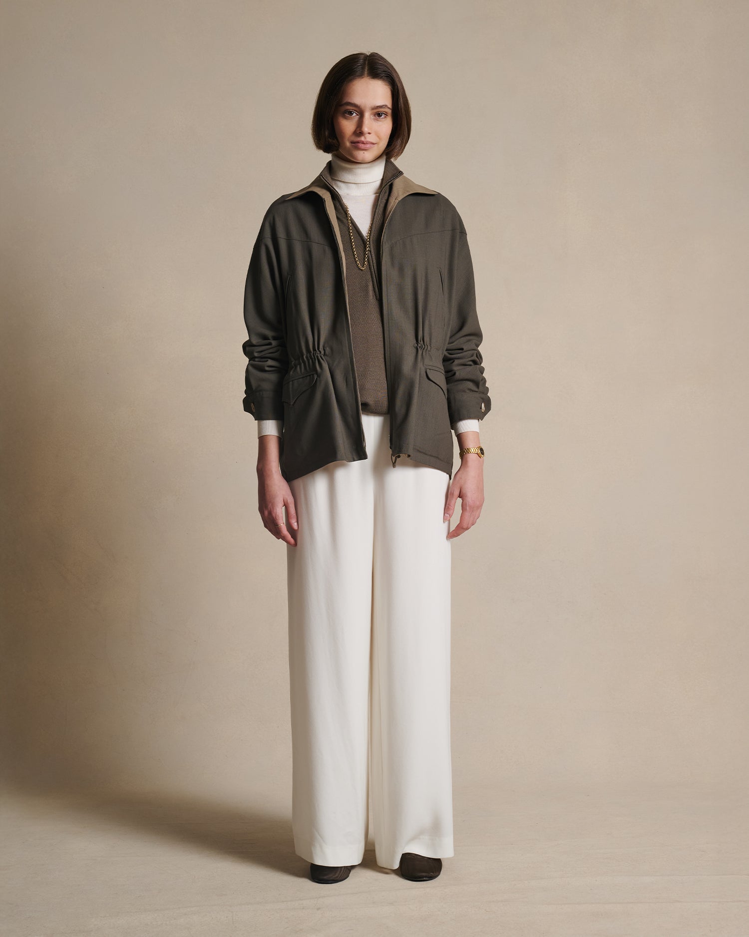 Reine Reversible Jacket - Dark Moss & Taupe