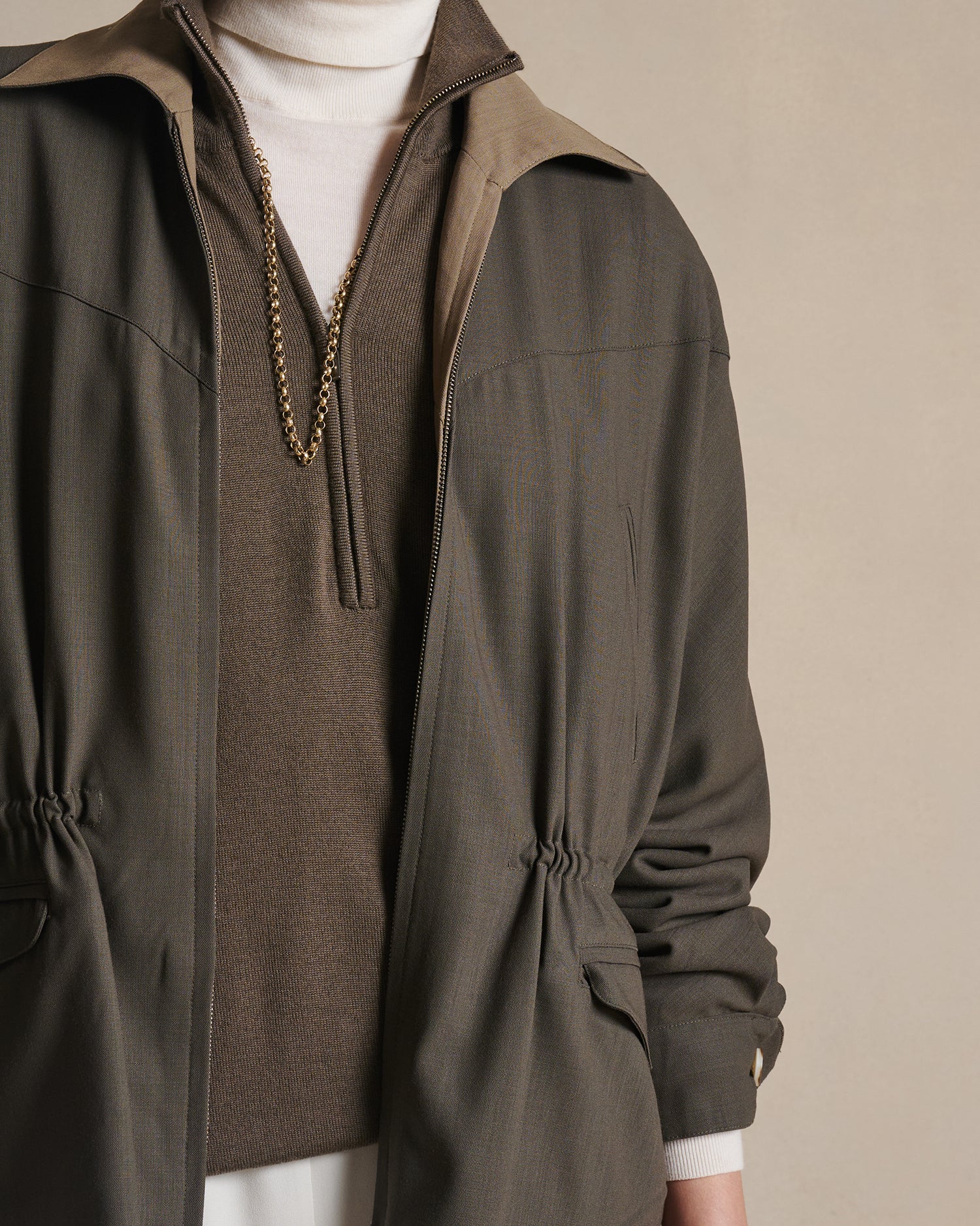 Reine Reversible Jacket - Dark Moss & Taupe