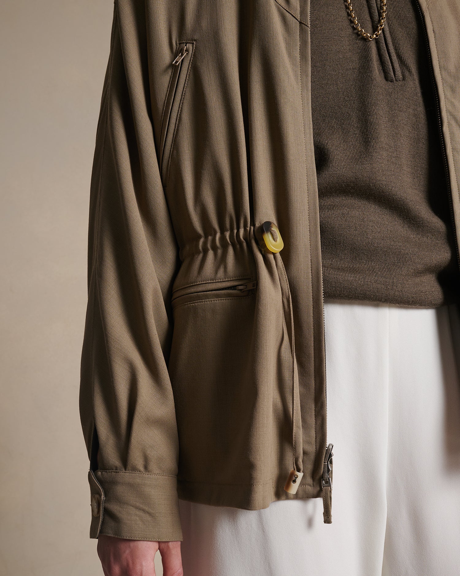 Reine Reversible Jacket - Dark Moss & Taupe