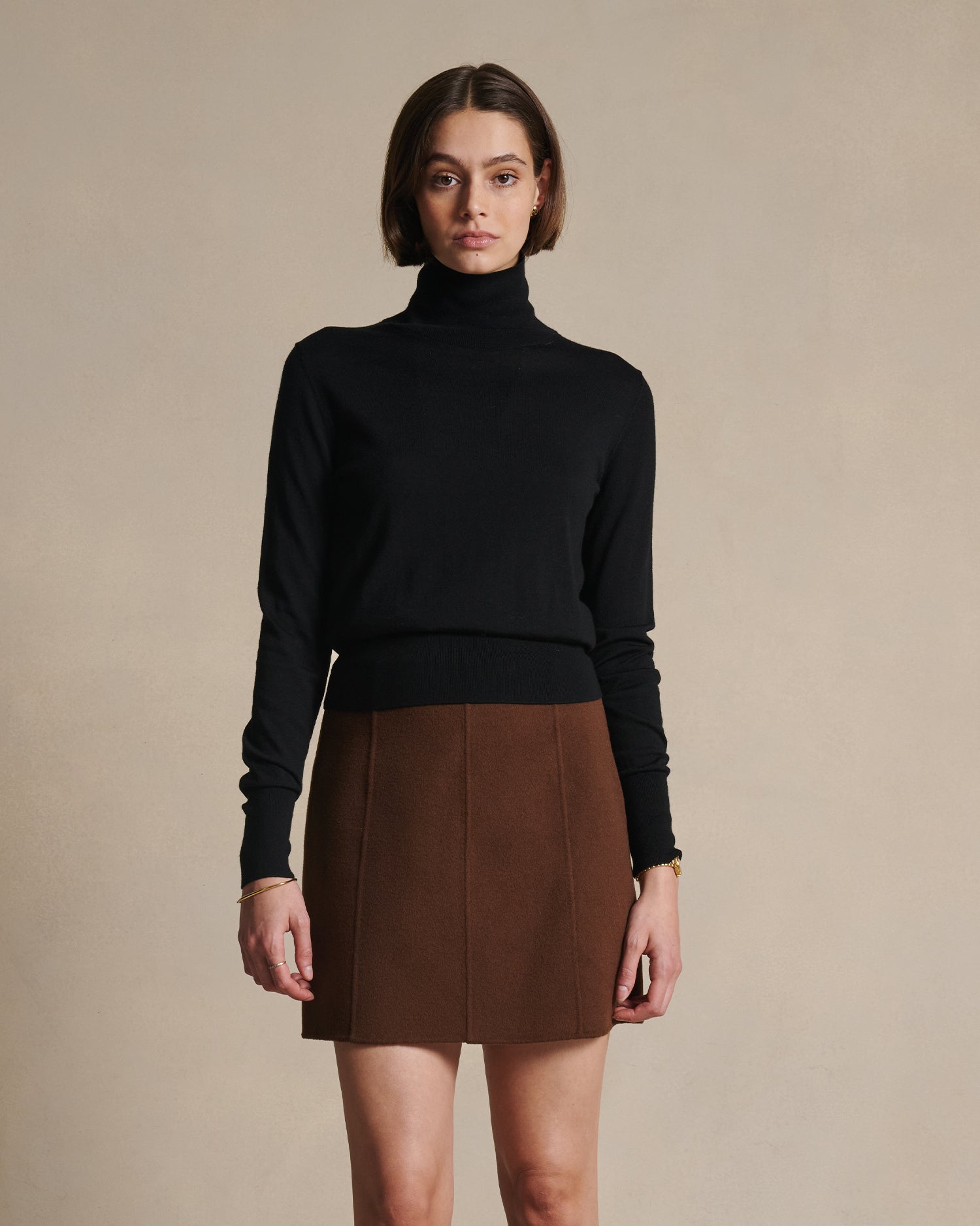 Cass Merino Roll Neck - Black