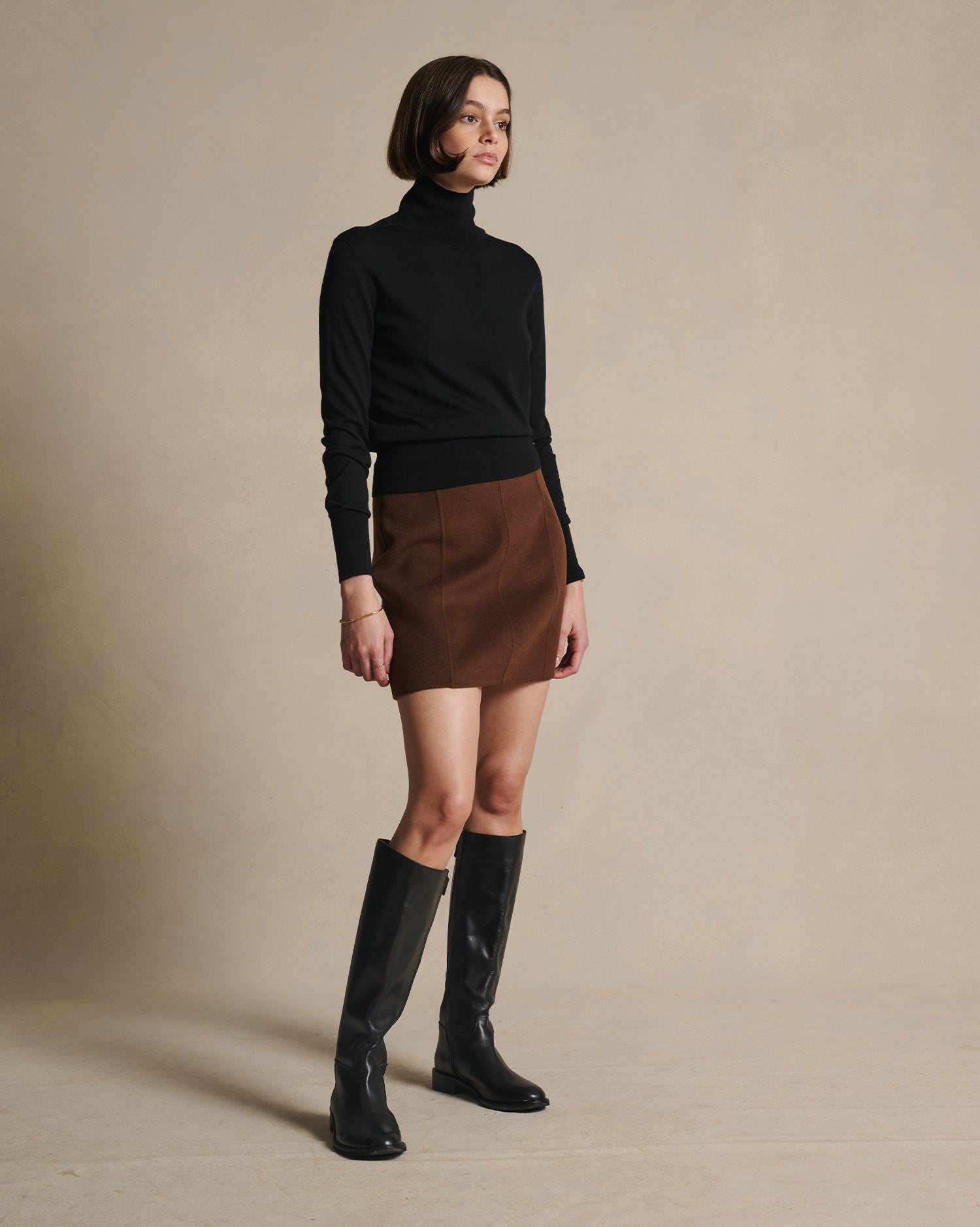 Cass Merino Roll Neck - Black