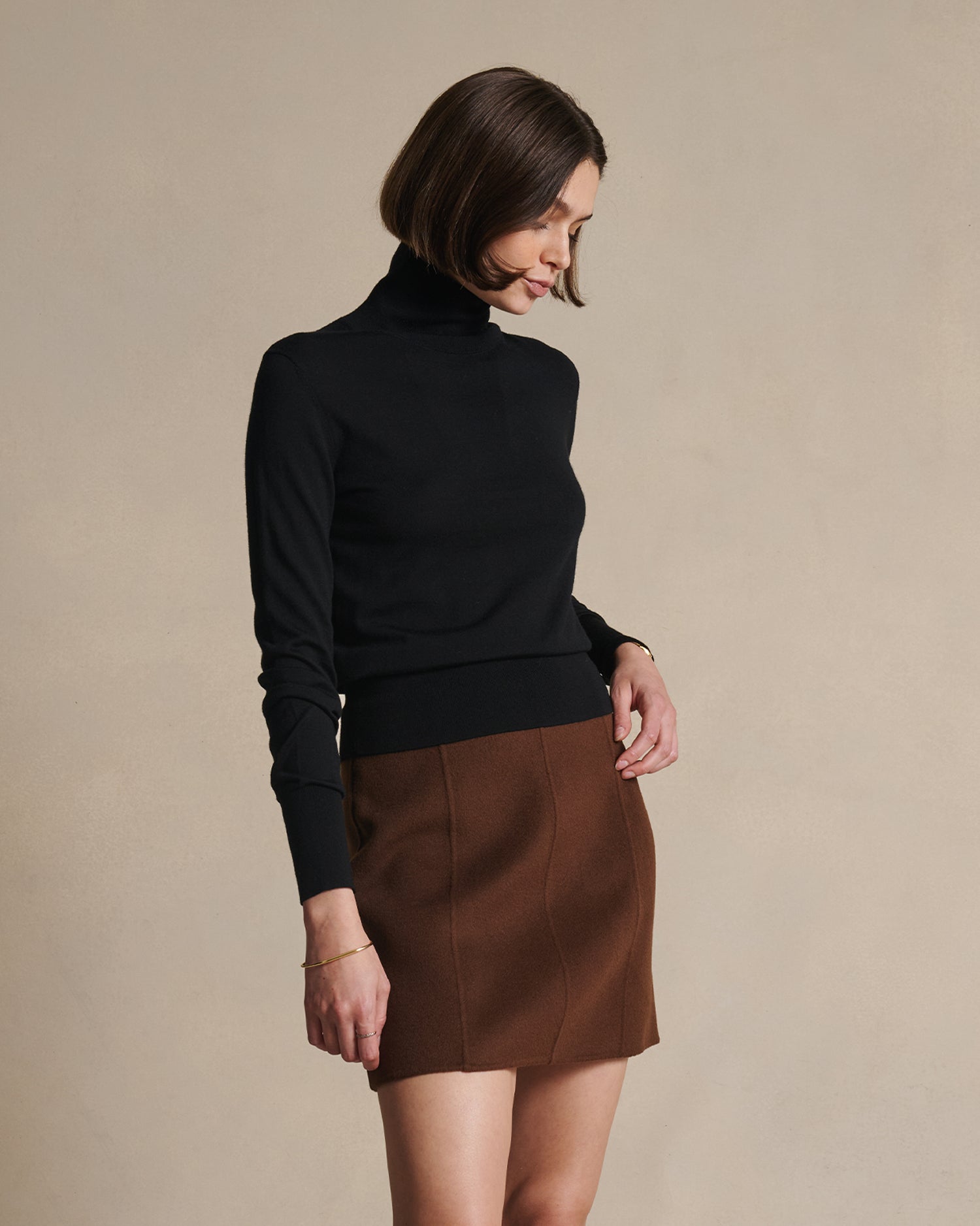 Cass Merino Roll Neck - Black