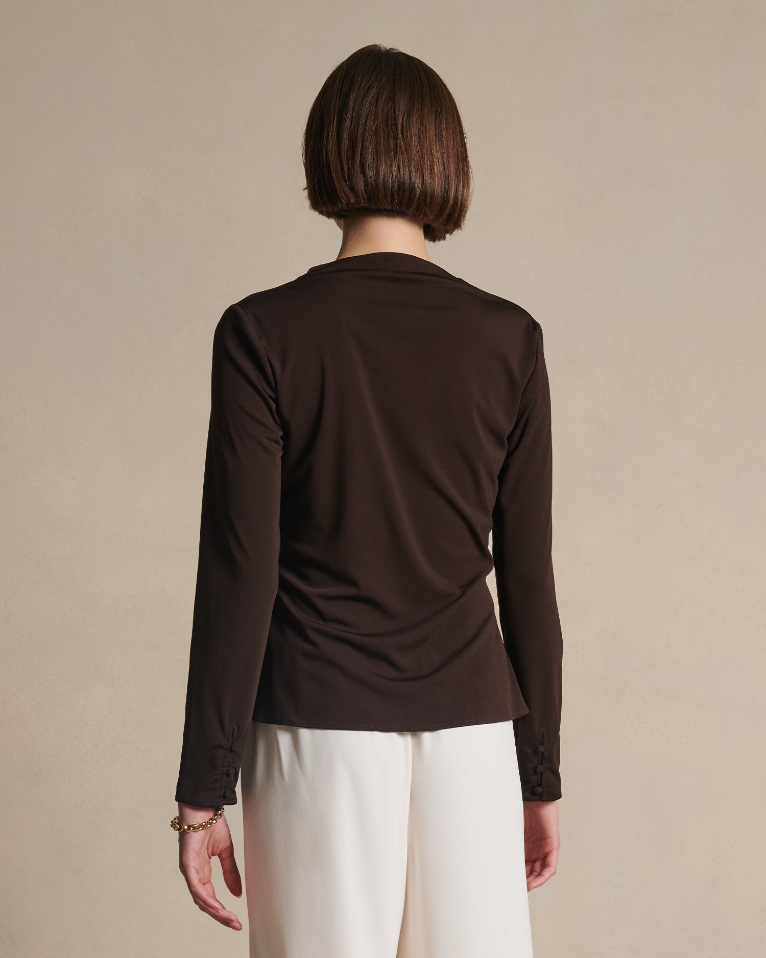 Peta Cowl Neck Top - Coffee