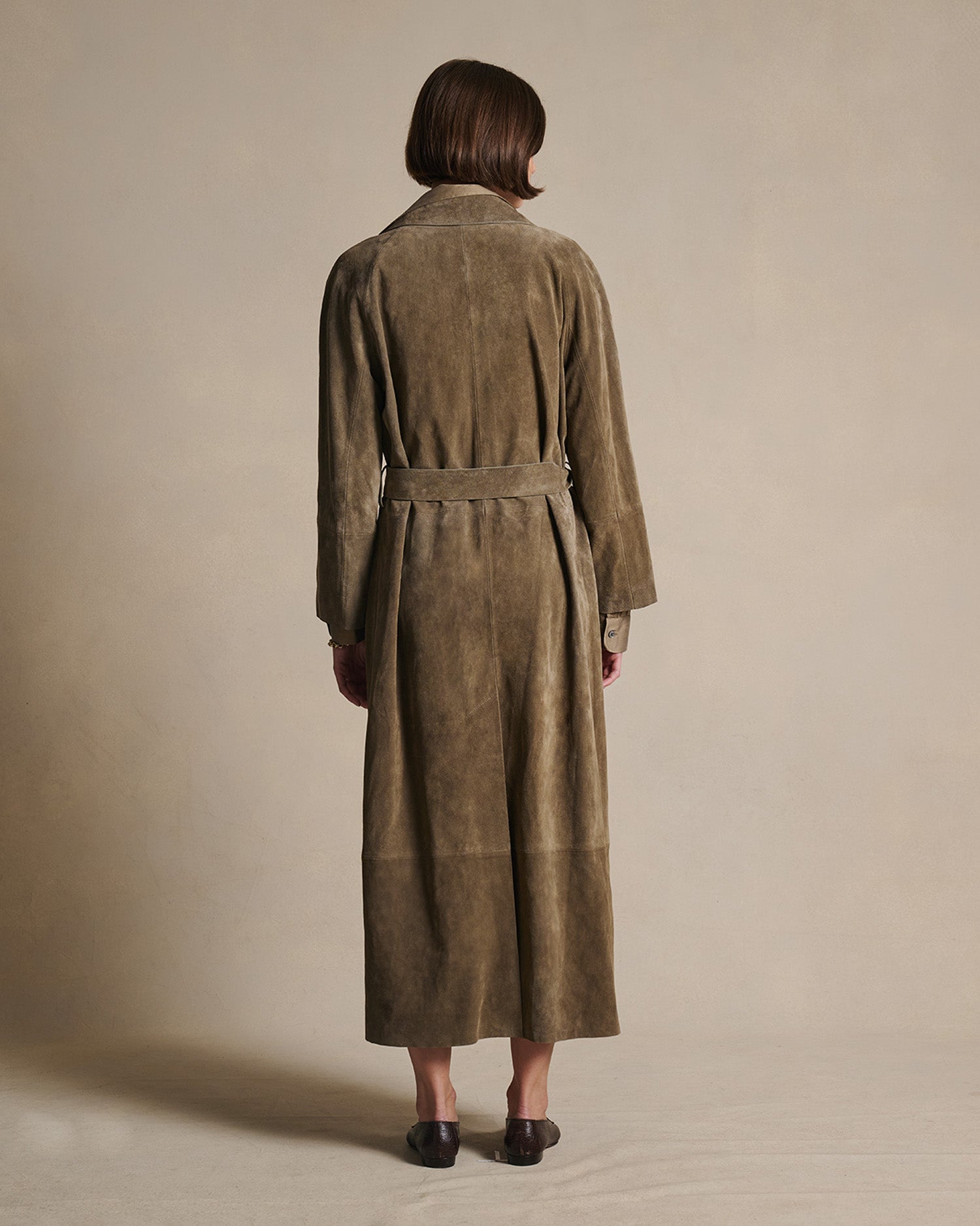 Isabella Suede Trench Coat - Taupe