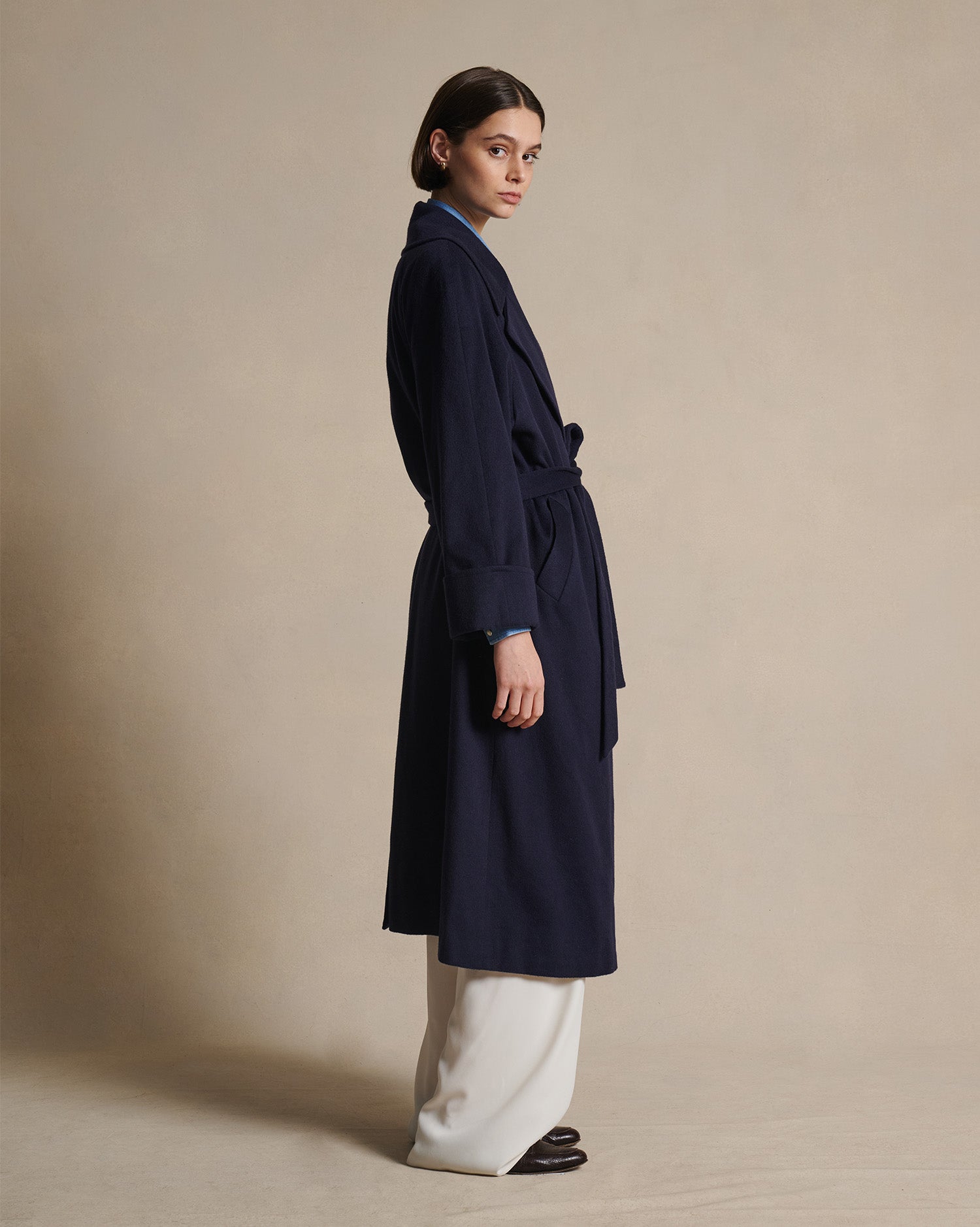 Double Breasted Raglan Overcoat - Navy