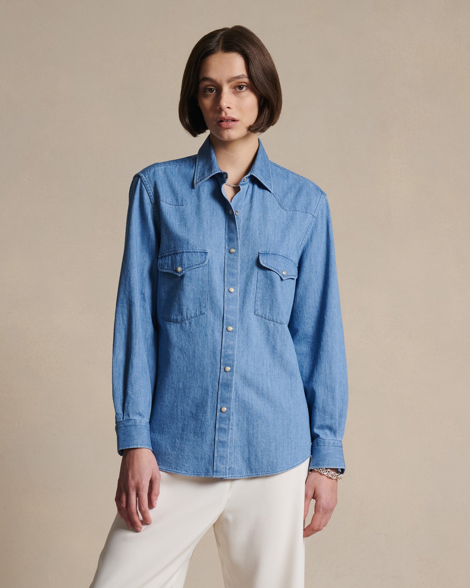 Femme Western Shirt - Light Denim