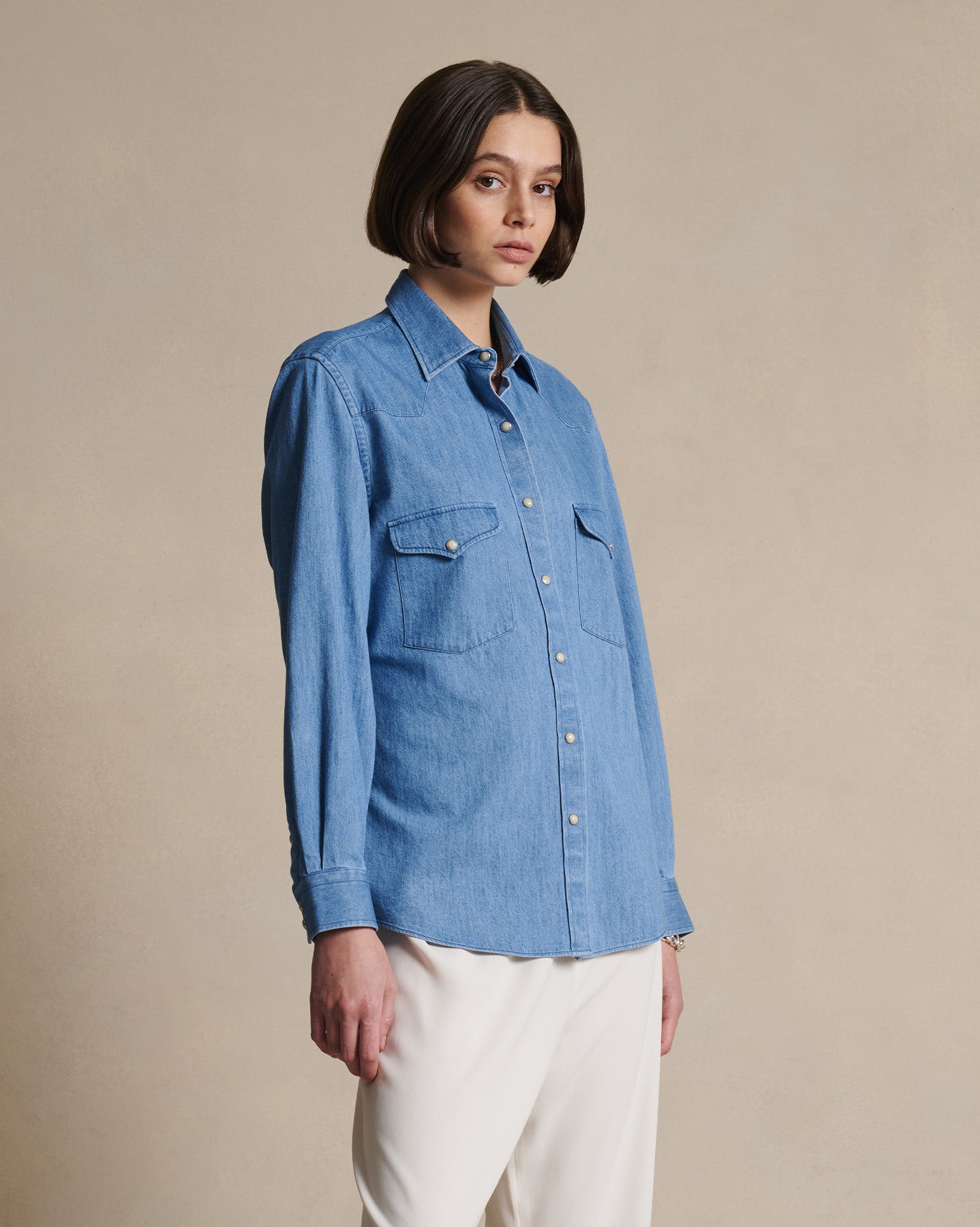 Femme Western Shirt - Light Denim