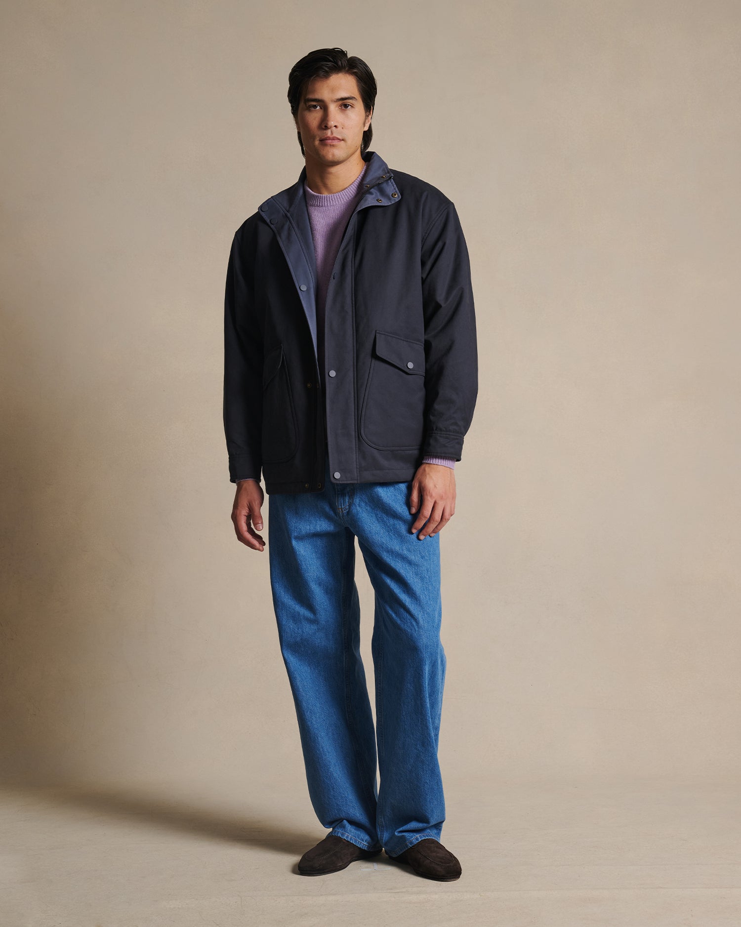 Leon Reversible Park Jacket - Mid Blue & Dark Blue