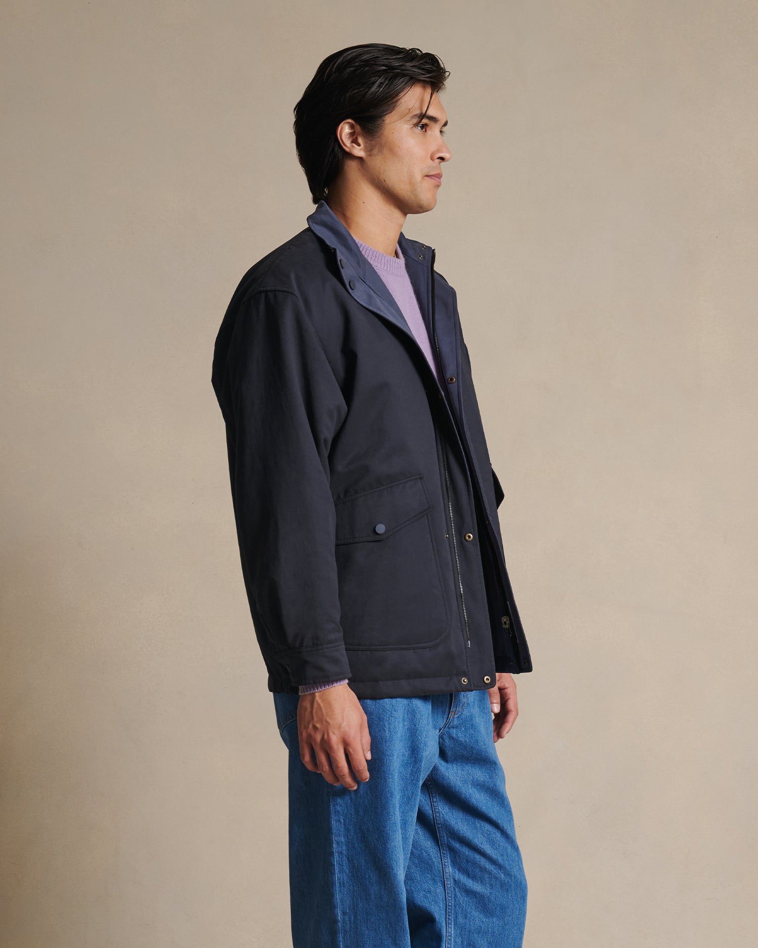 Leon Reversible Park Jacket - Mid Blue & Dark Blue