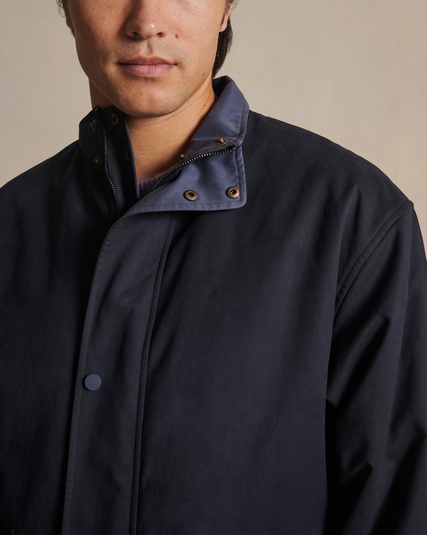 Leon Reversible Park Jacket - Mid Blue & Dark Blue