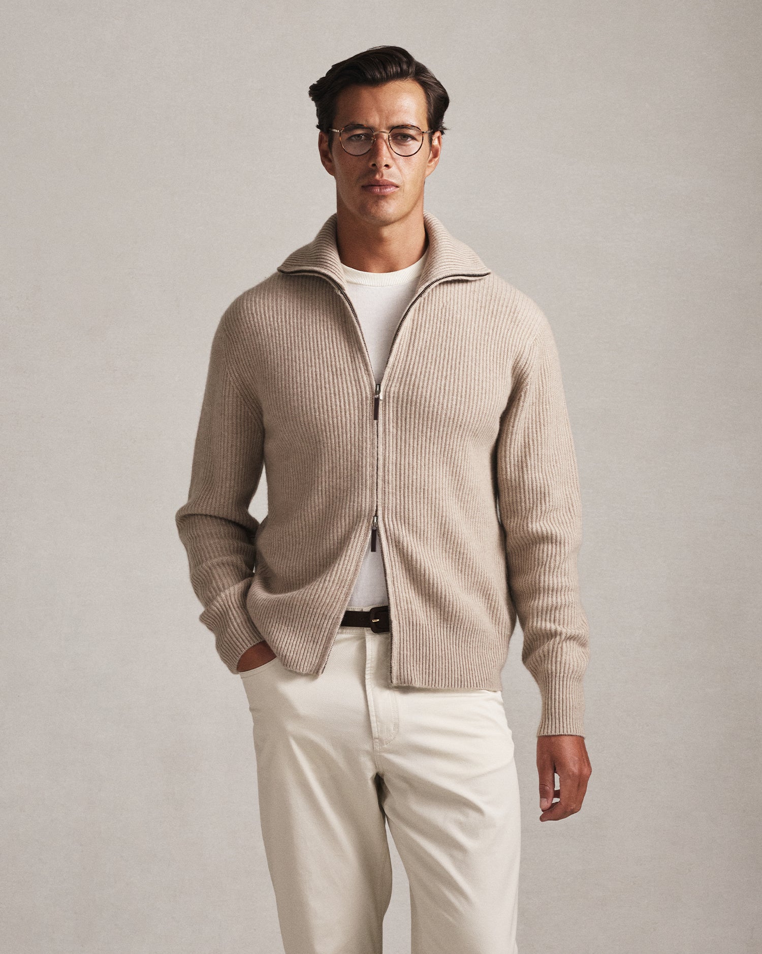 Royal Cashmere Cardigan - Oat