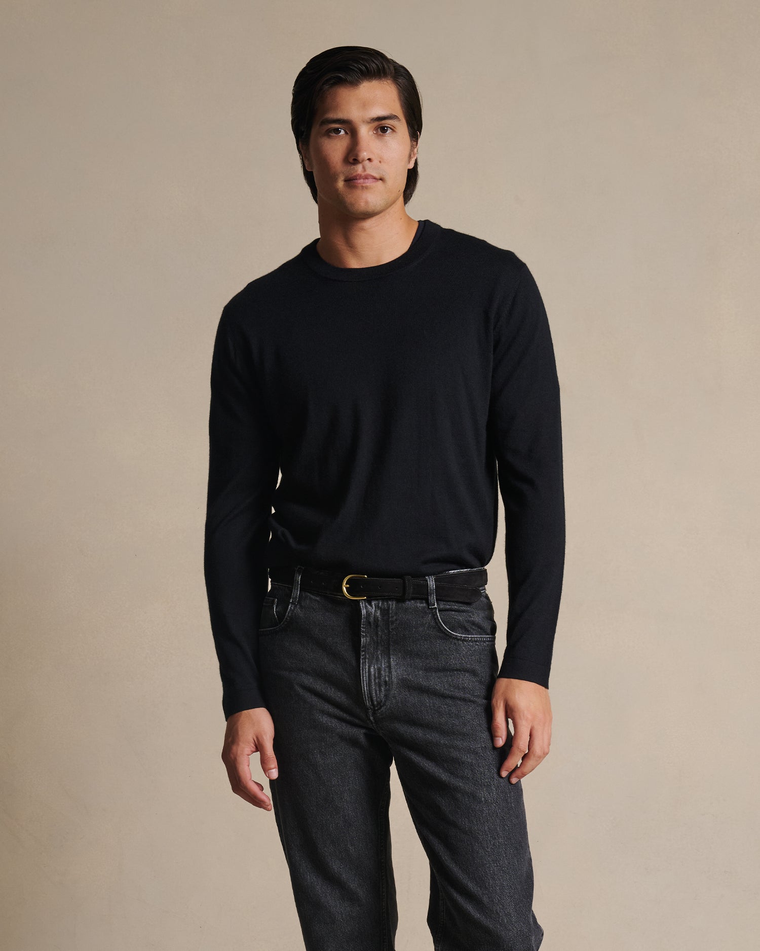 Cashmere Silk Superfine Crew Neck - Black