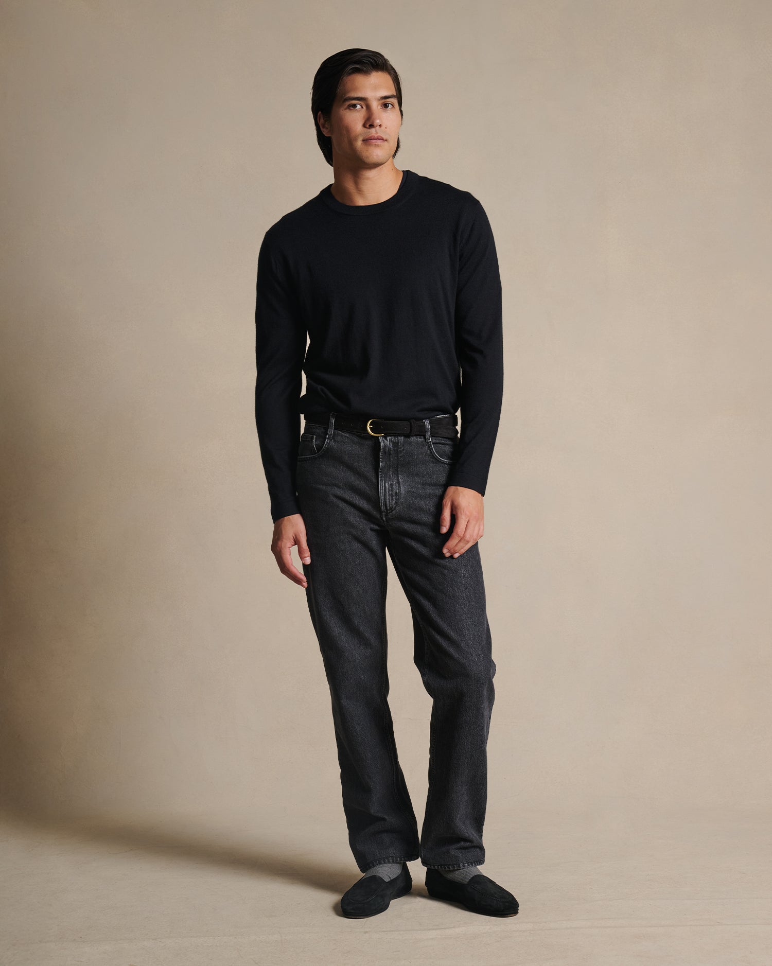 Cashmere Silk Superfine Crew Neck - Black