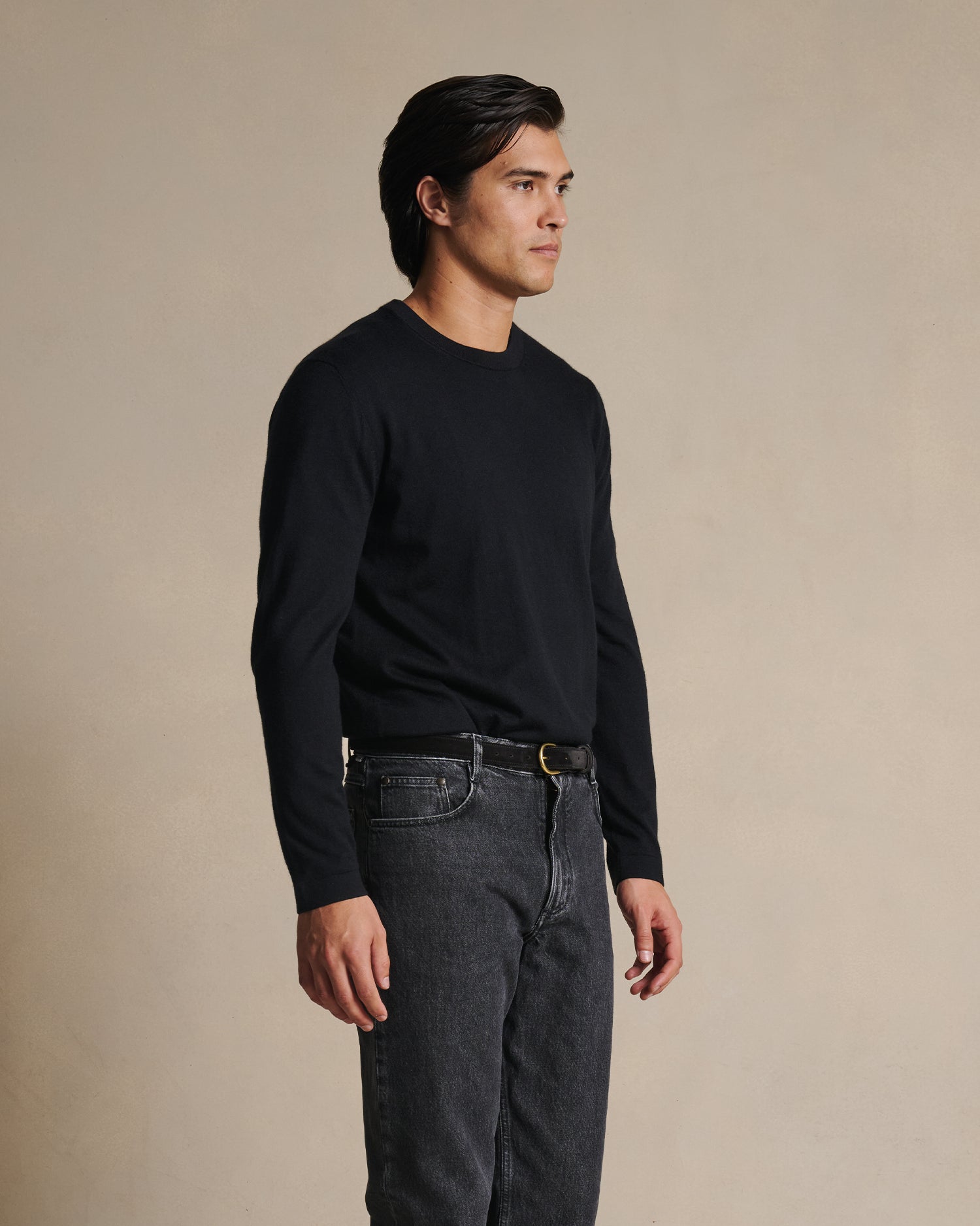 Cashmere Silk Superfine Crew Neck - Black