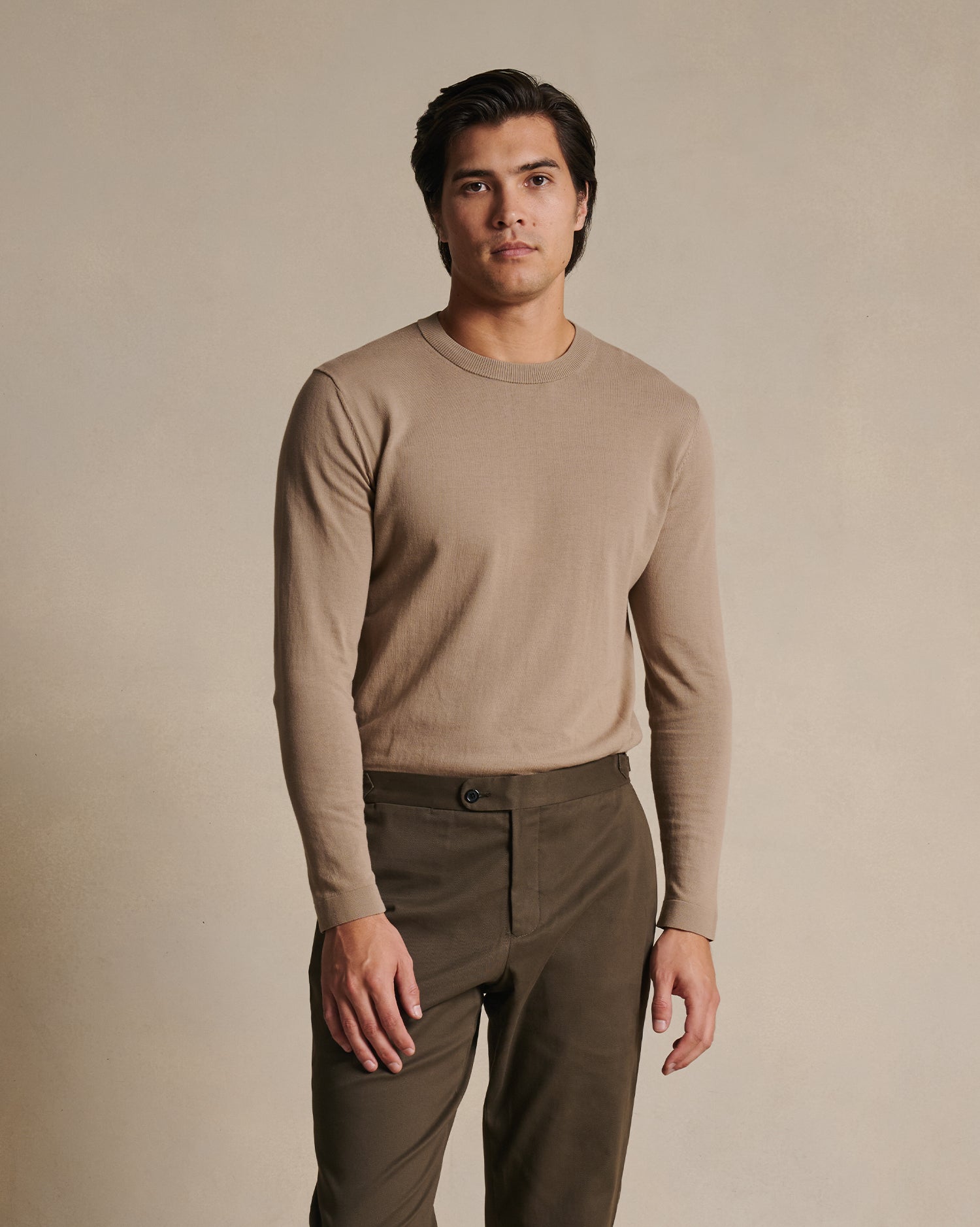 Ice Cotton Long Sleeve Top - Taupe