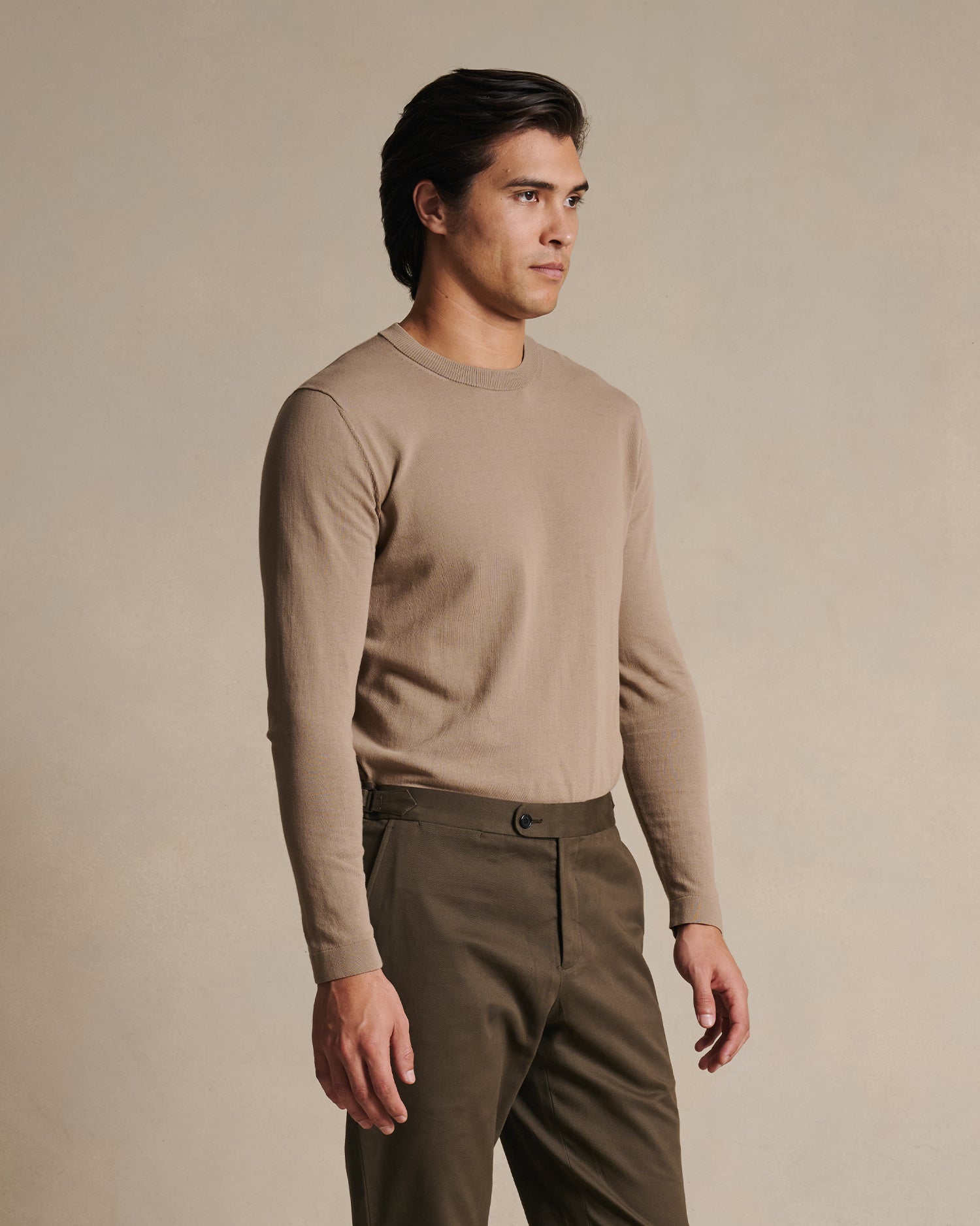 Ice Cotton Long Sleeve Top - Taupe