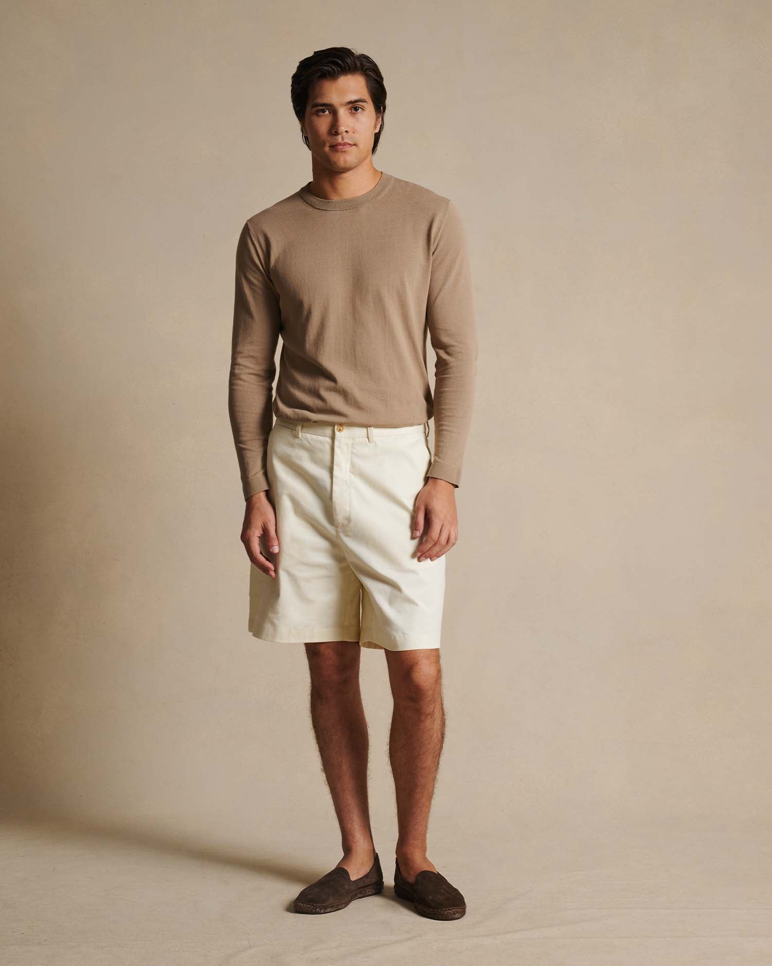 Flat Front Chino Shorts - Off White