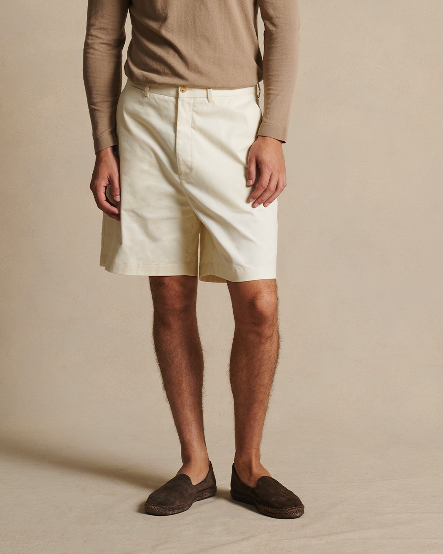 Flat Front Chino Shorts - Off White