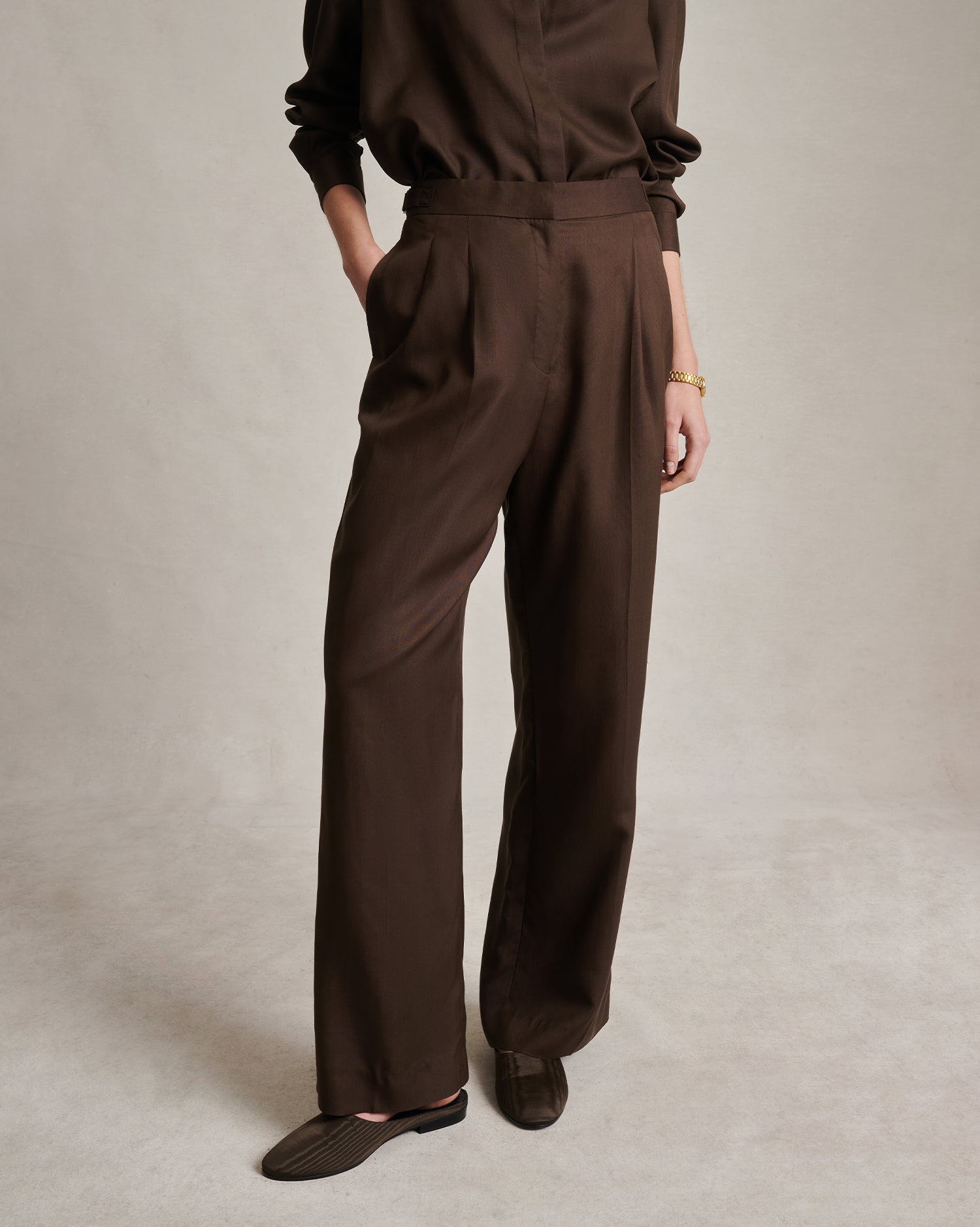 Perriand Trouser - Chocolate Dupioni