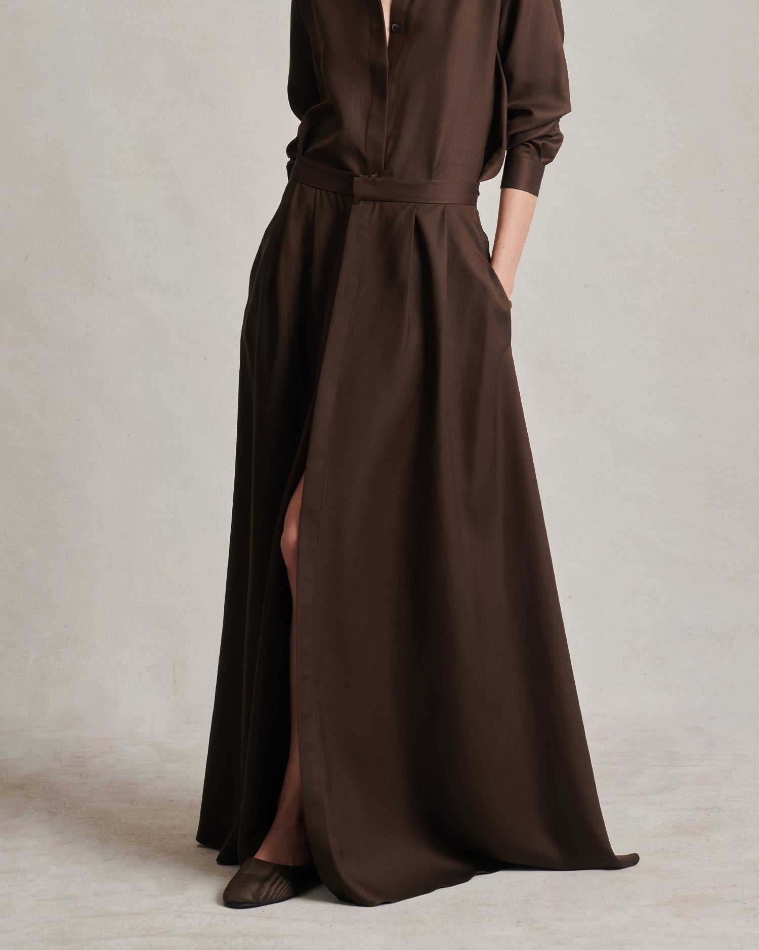 Kahlo Skirt - Chocolate Dupioni