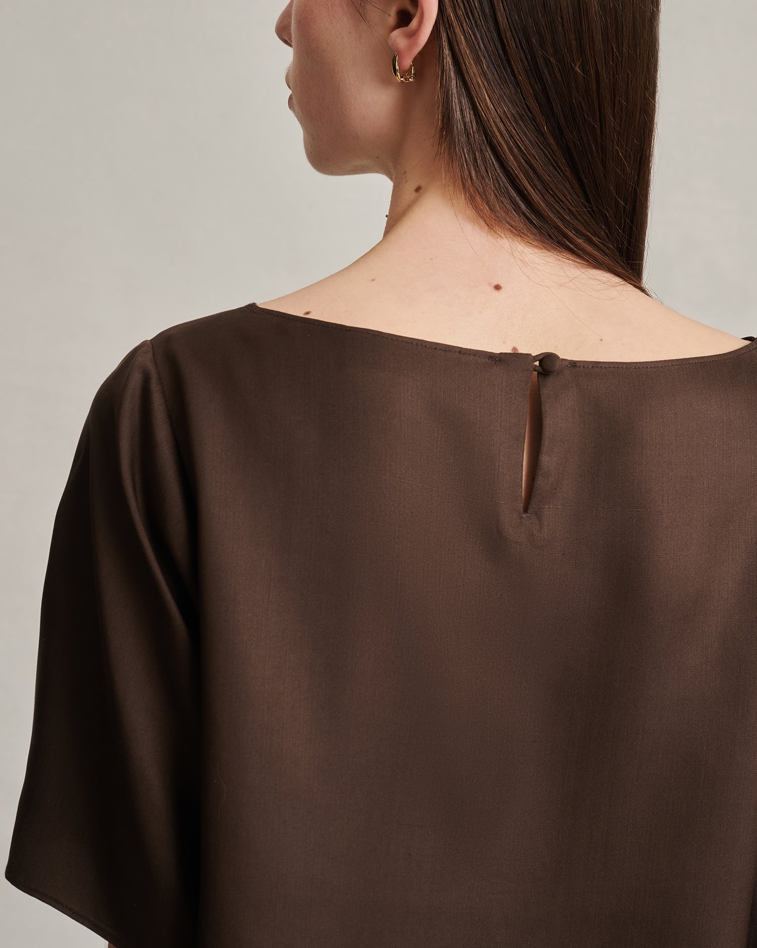 Boat Neck Top - Chocolate Dupioni