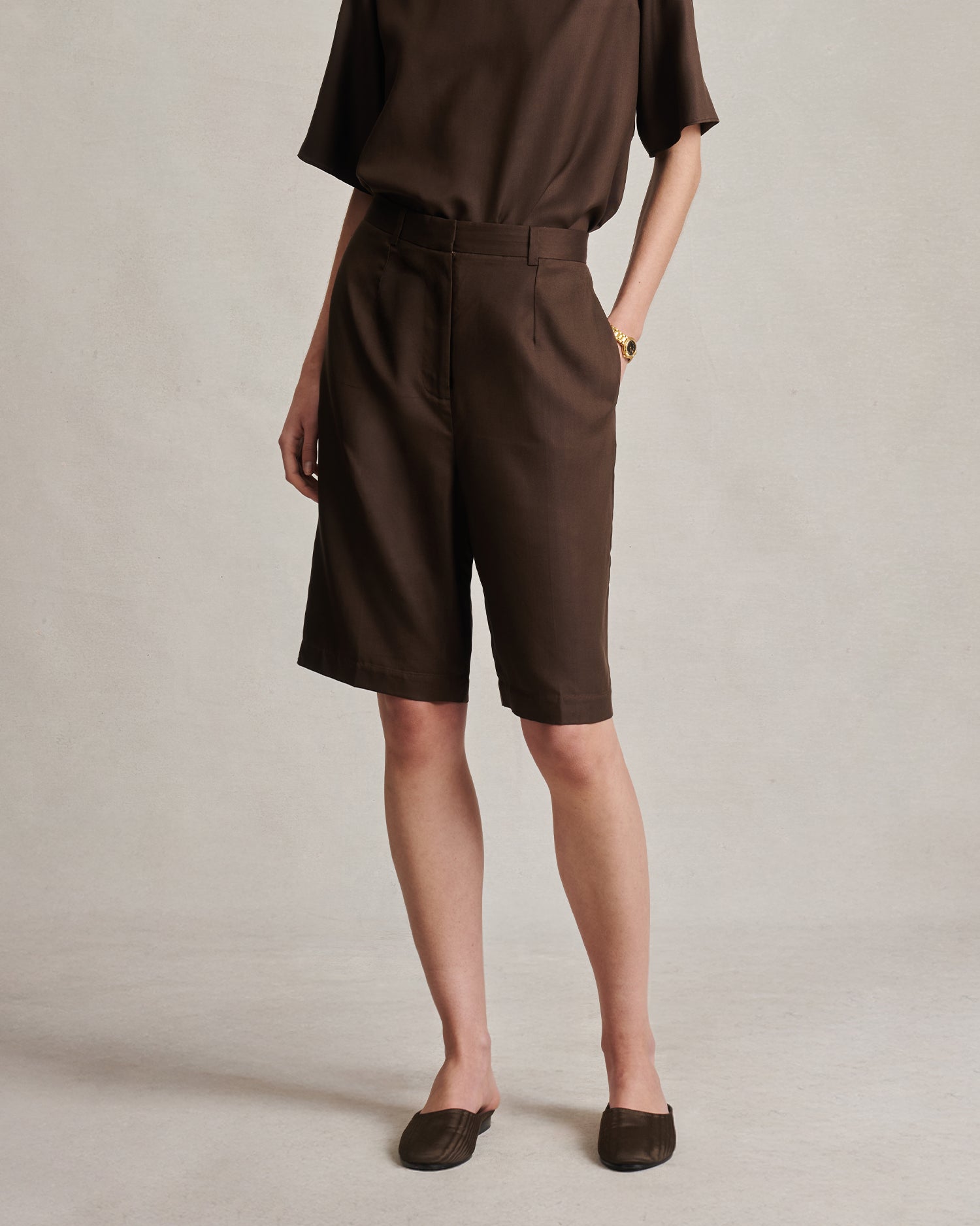 Maria Shorts - Chocolate Dupioni