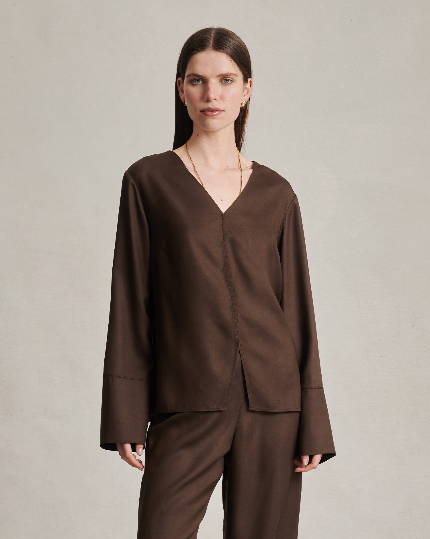 Maria Blouse - Chocolate Dupioni