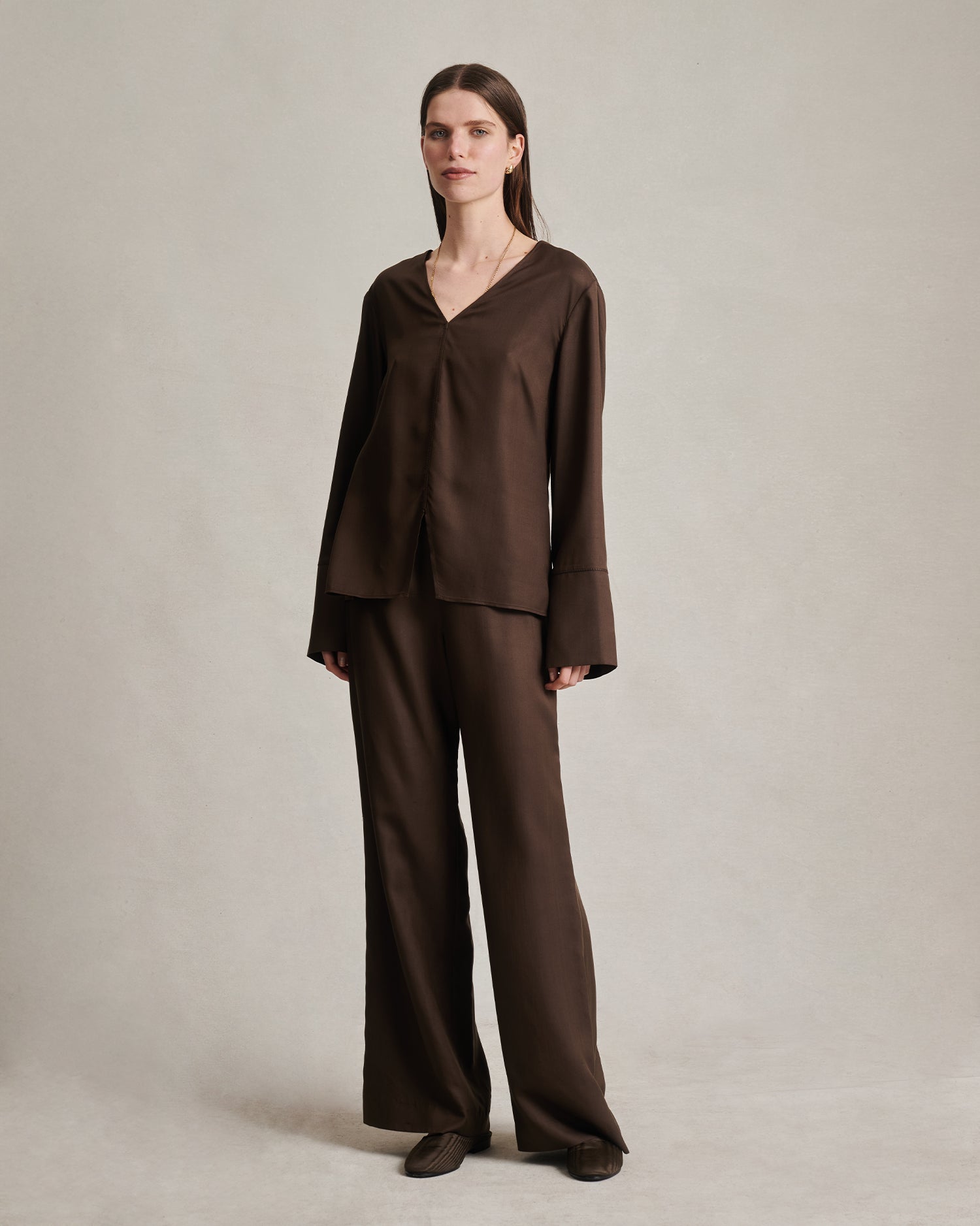 Maria Blouse - Chocolate Dupioni