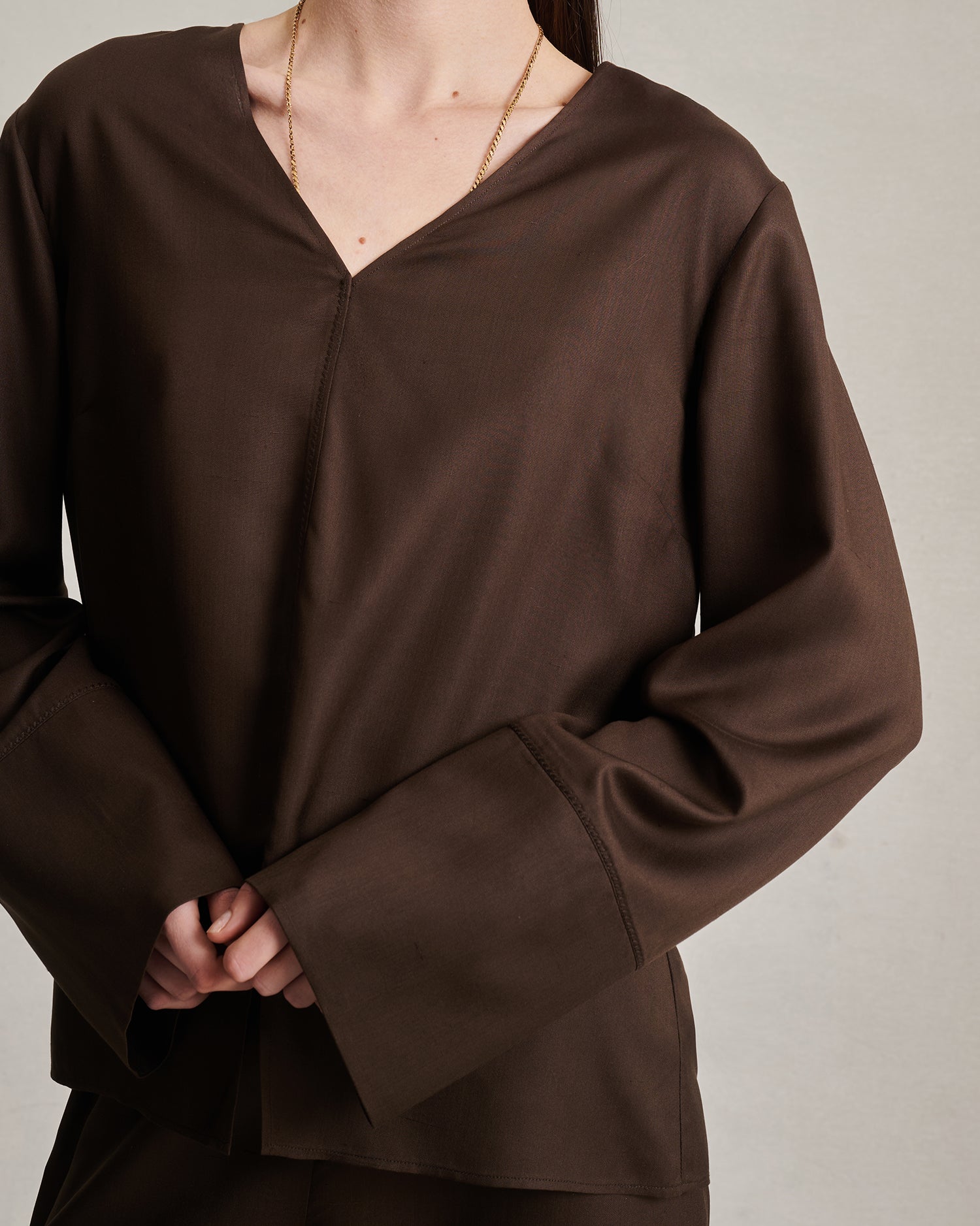 Maria Blouse - Chocolate Dupioni