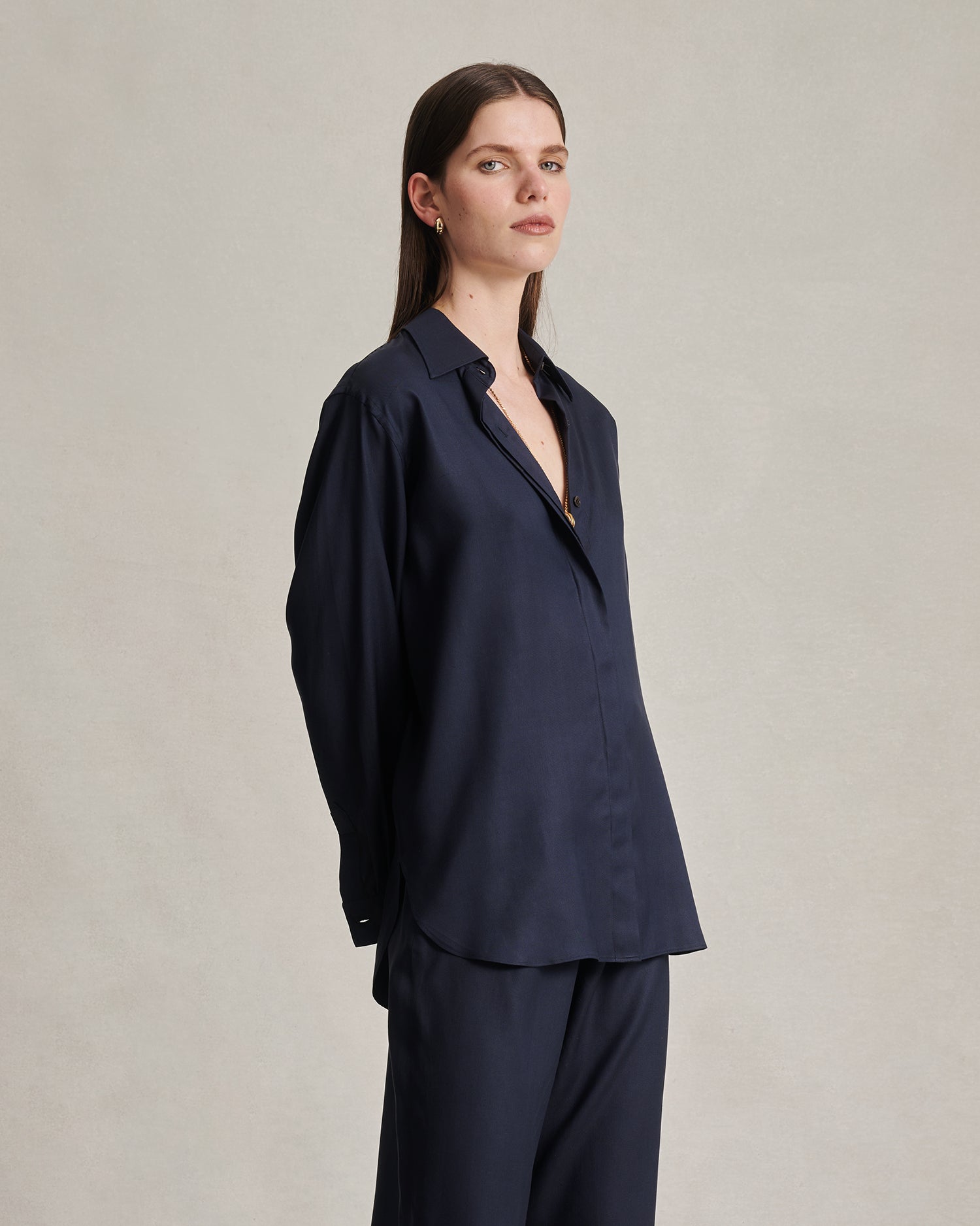 Classic Shirt - Navy Dupioni