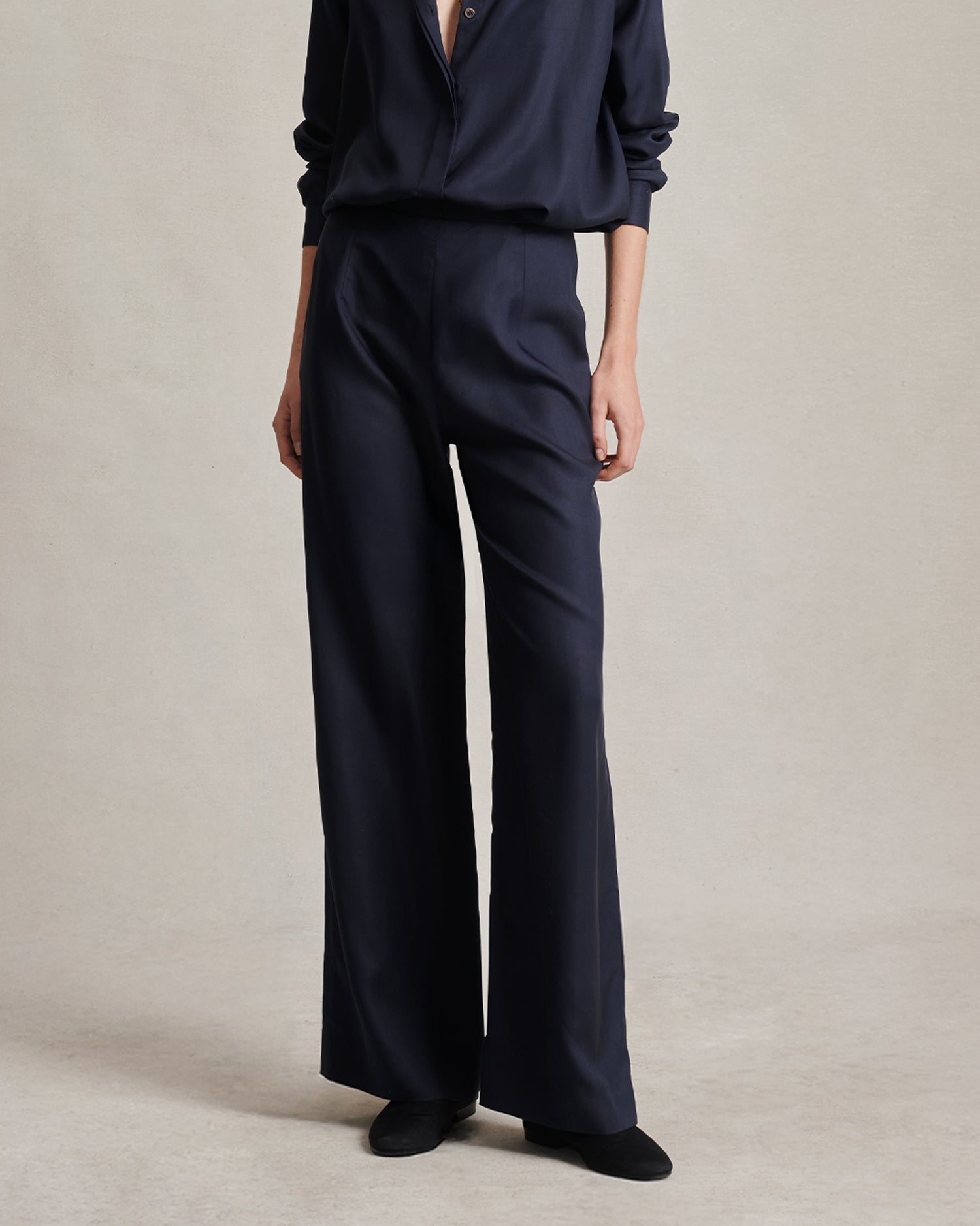 Sofia Trouser - Navy Dupioni